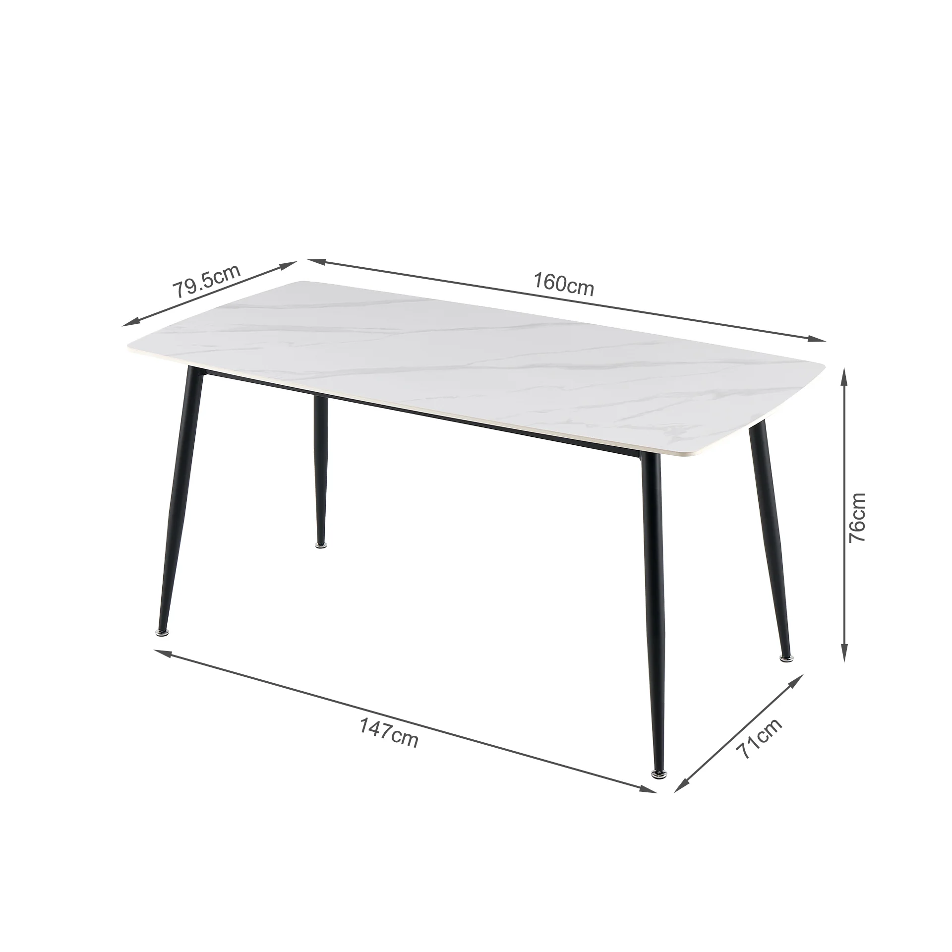 Adley Dining Table 160 x 80 x 75cm - White - Image 11