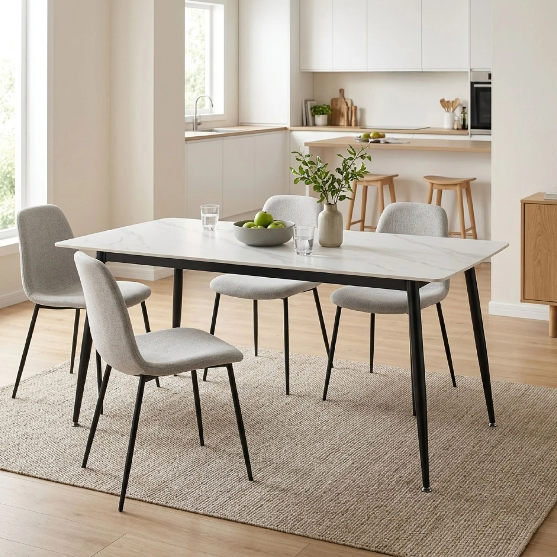 Adley Dining Table 160 x 80 x 75cm - White - Image 2