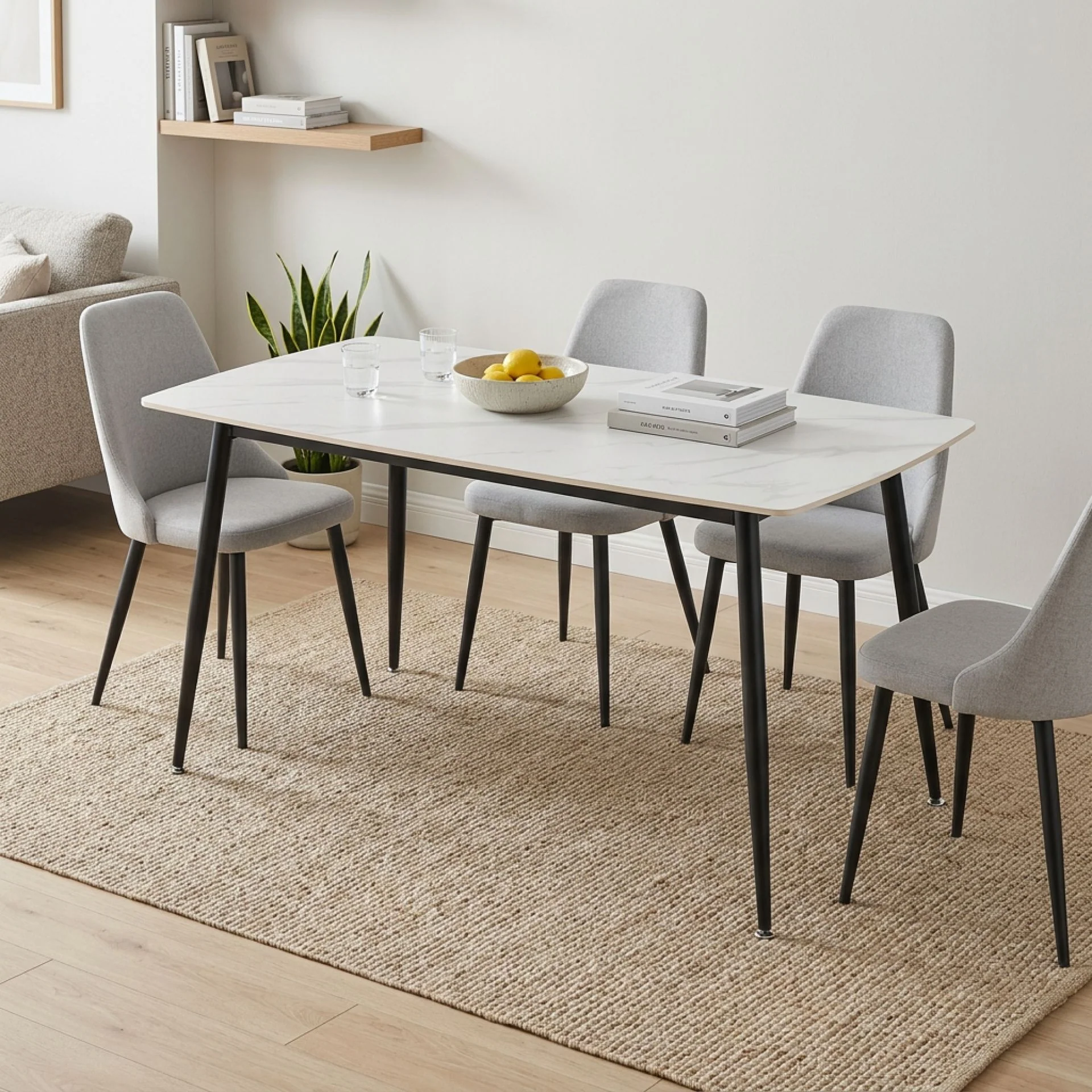 Adley Dining Table 160 x 80 x 75cm - White - Image 4