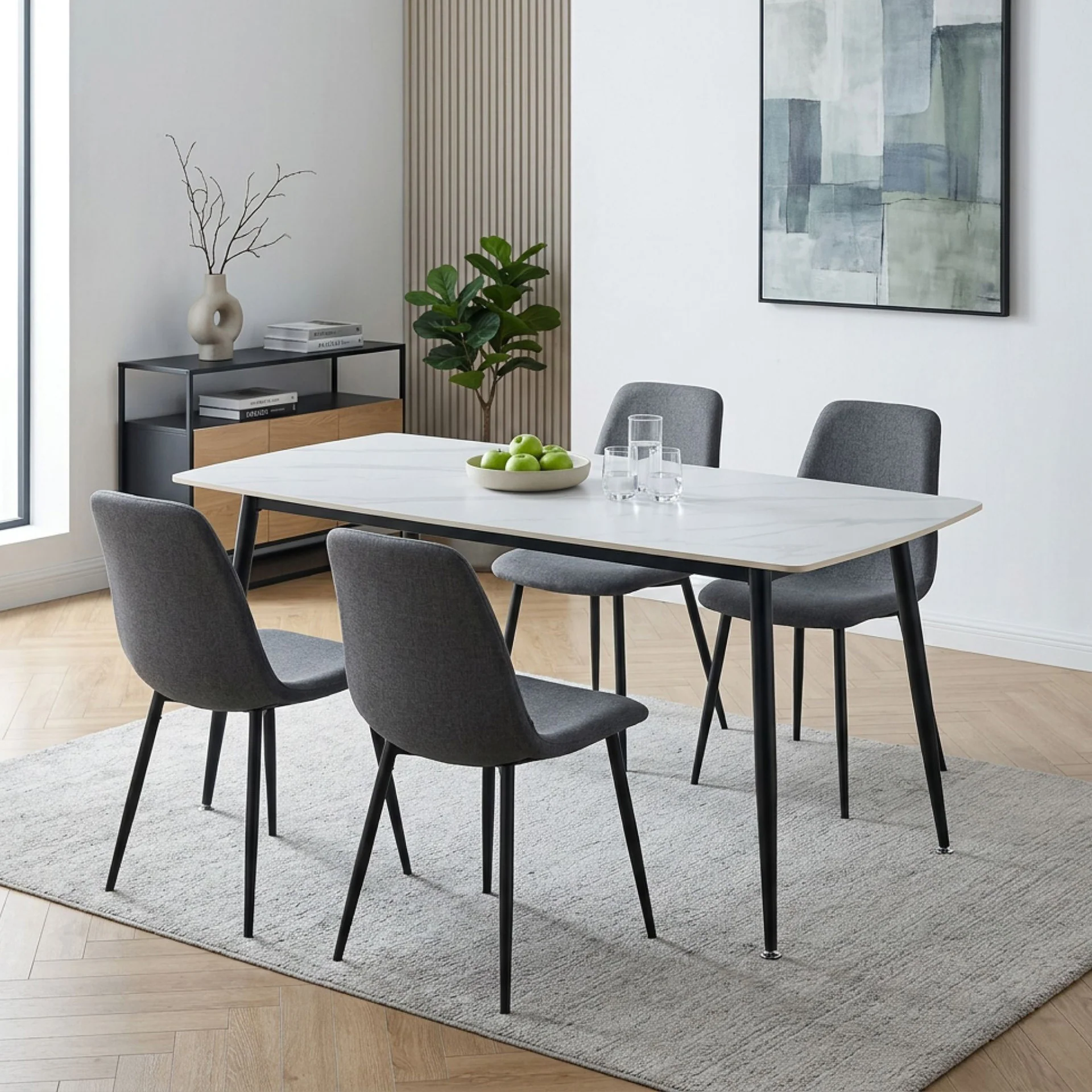 Adley Dining Table 160 x 80 x 75cm - White - Image 6