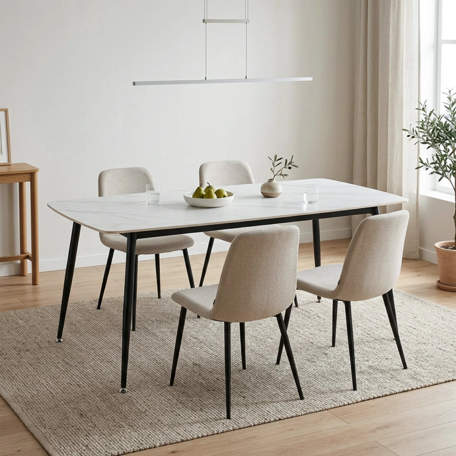 Adley Dining Table 160 x 80 x 75cm - White - Image 7