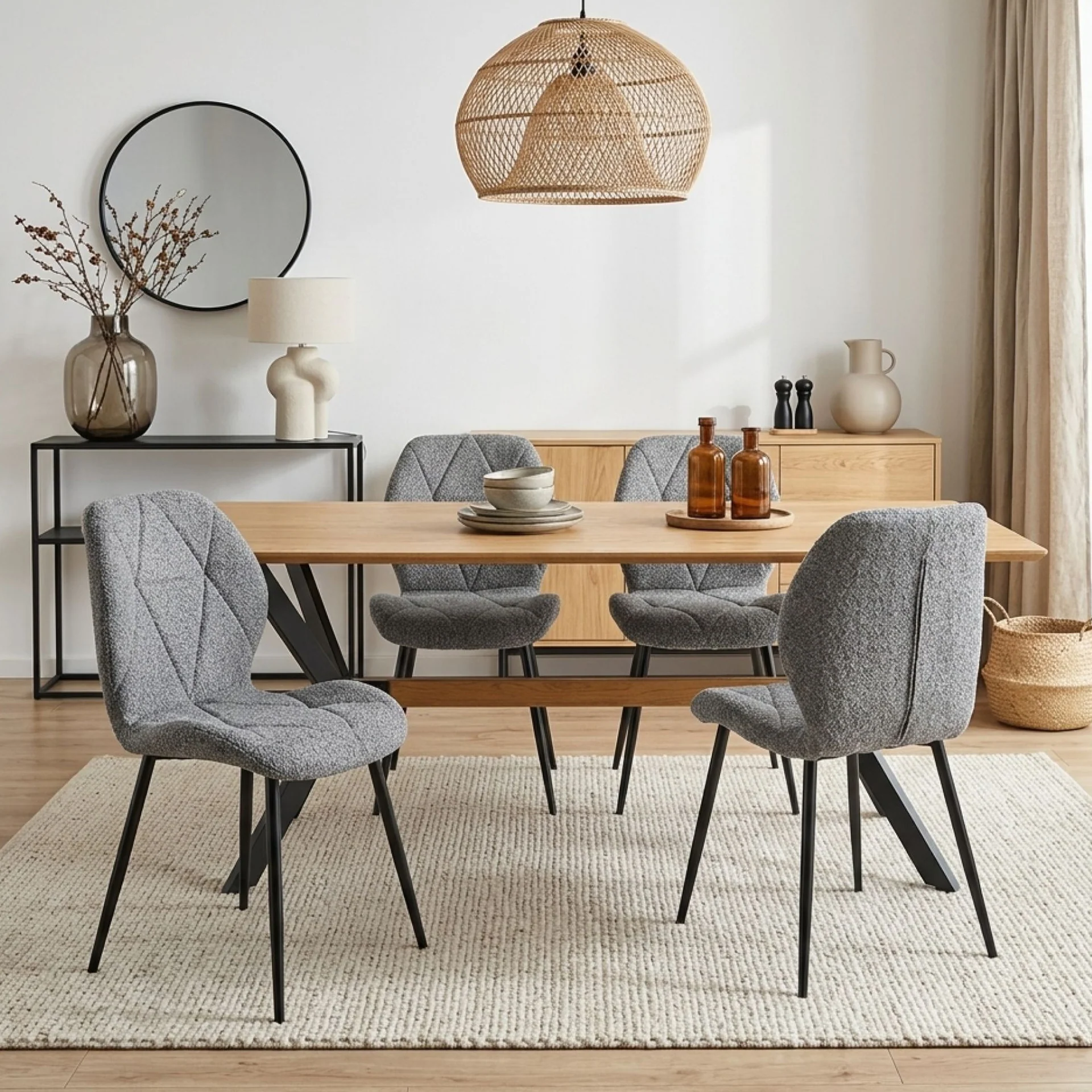 Nori Fabric Dining Chair - Set Of 4 - Grey