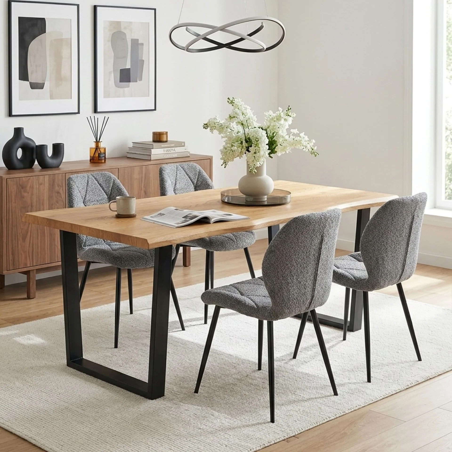 Nori Fabric Dining Chair - Set Of 4 - Grey - Image 6