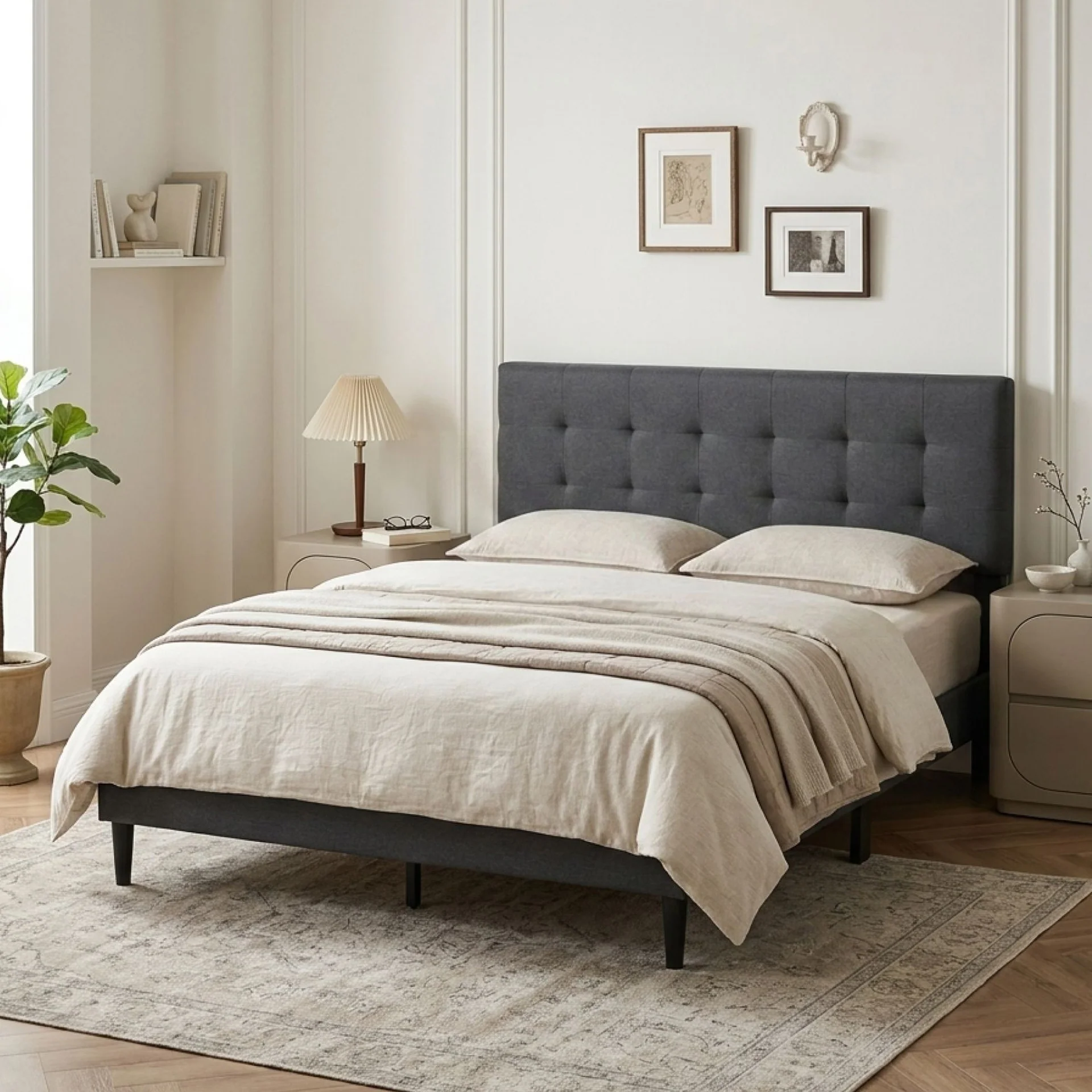 Kora Double Bed Frame - Dark Grey - Image 4