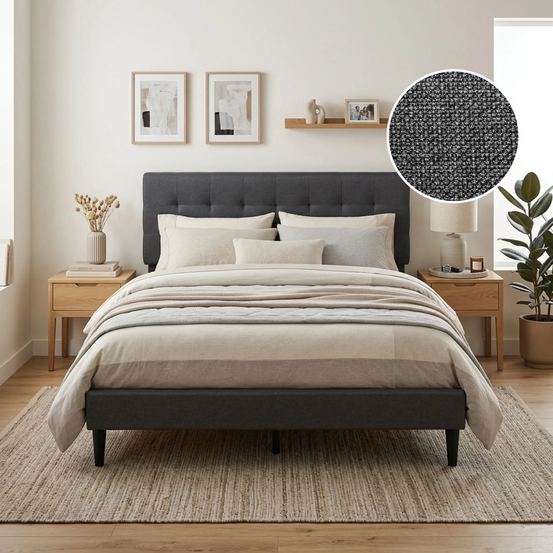 Kora Queen Bed Frame - Dark Grey - Image 2