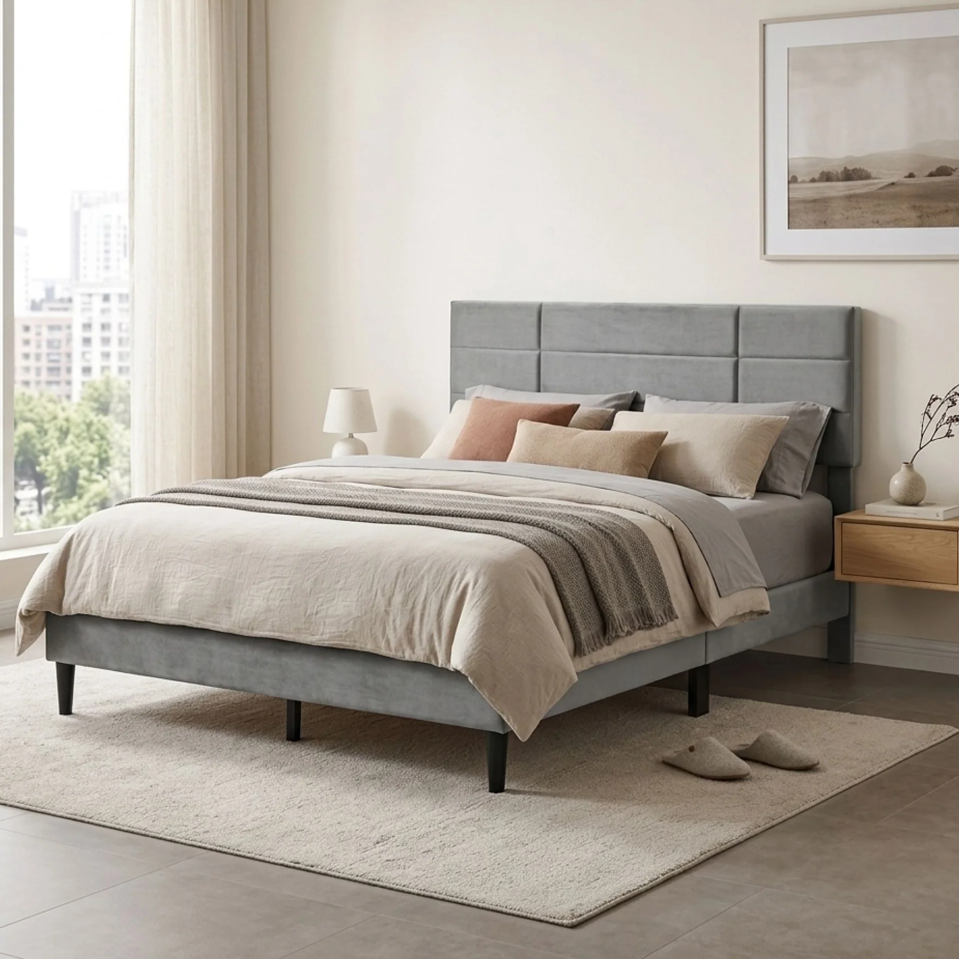 Slate Double Bed Frame - Grey - Image 3