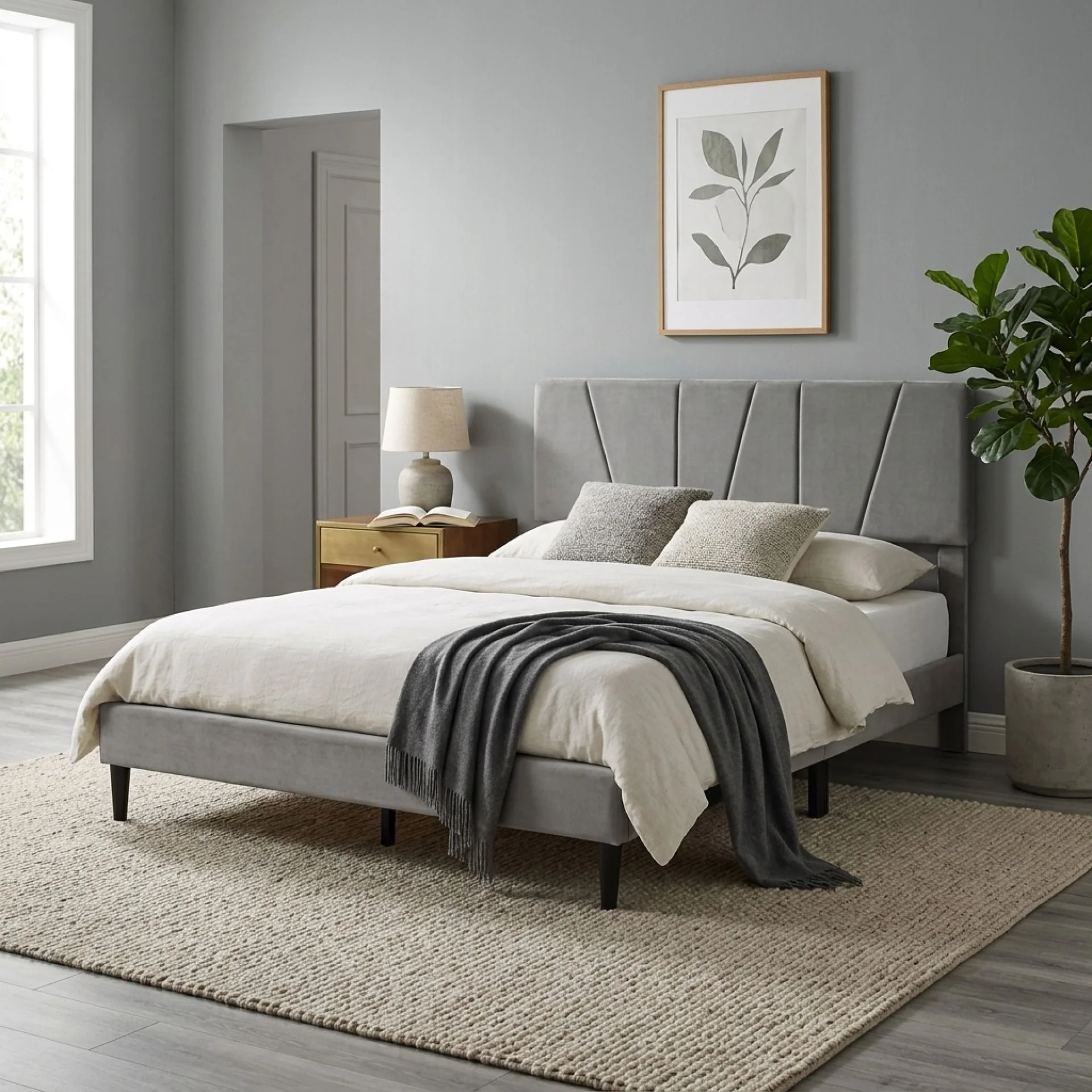Sable Queen Bed Frame - Grey - Image 3
