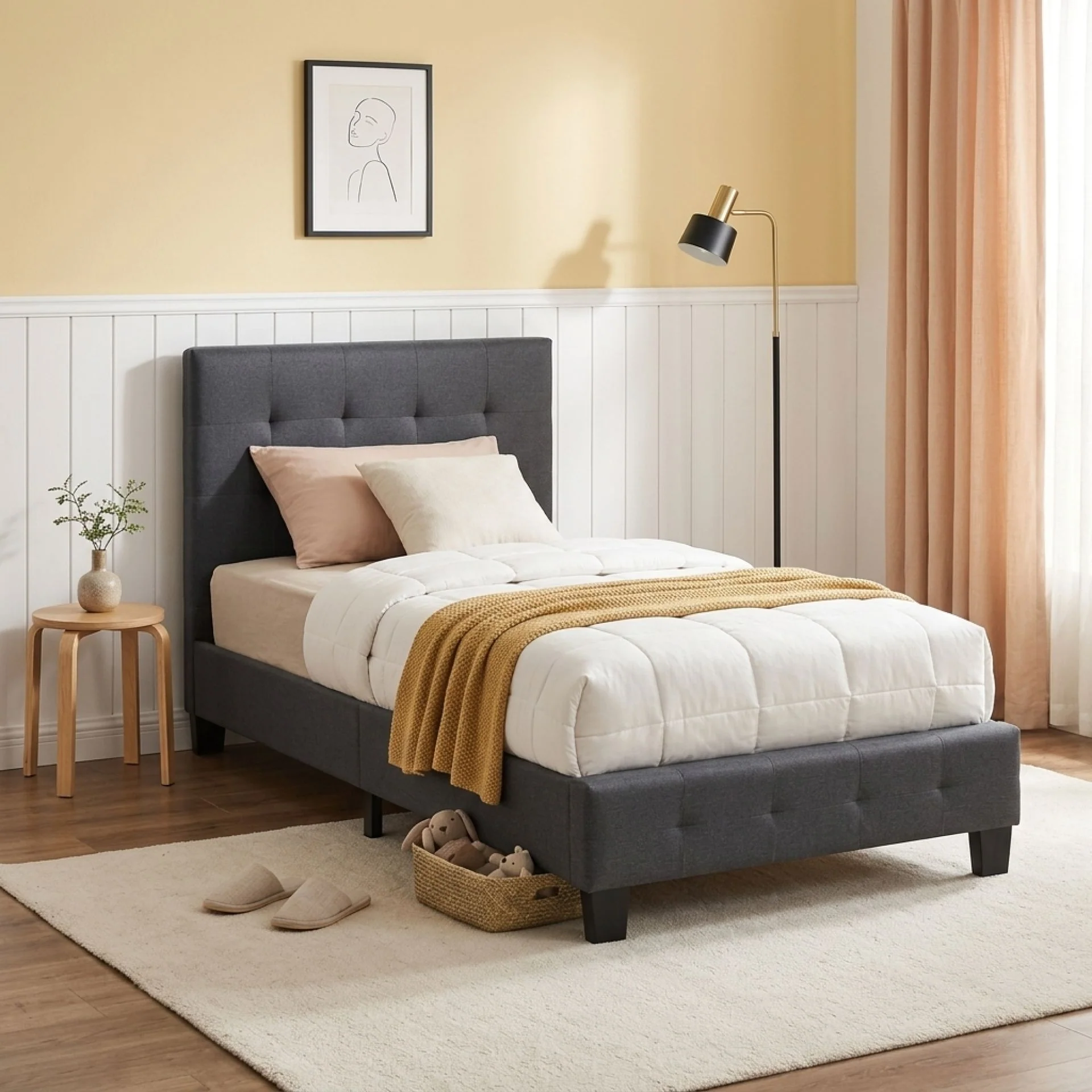 Ridge Single Bed Frame - Dark Grey