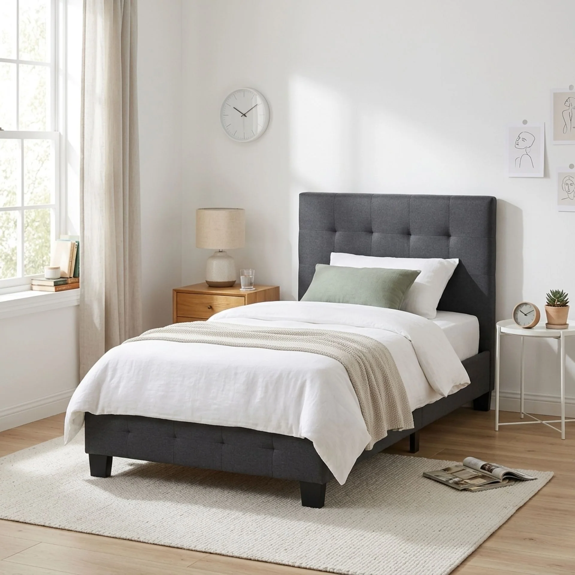 Ridge Single Bed Frame - Dark Grey - Image 3