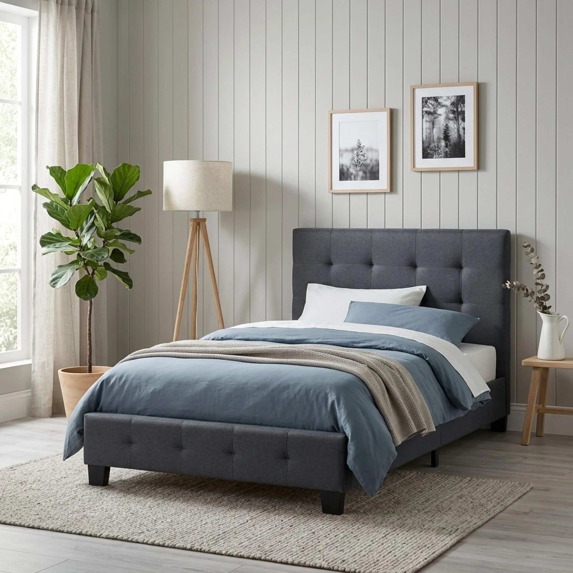 Ridge King Single Bed Frame - Dark Grey - Image 3