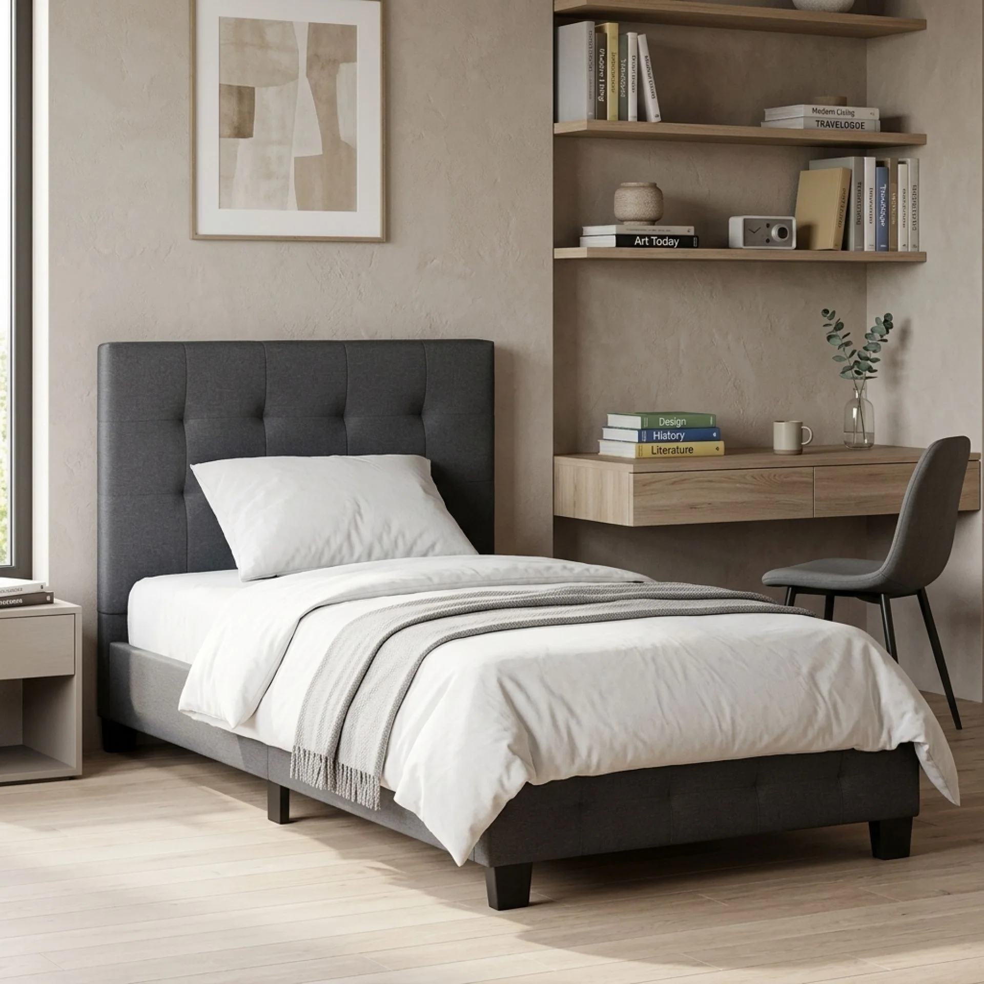 Ridge King Single Bed Frame - Dark Grey - Image 4