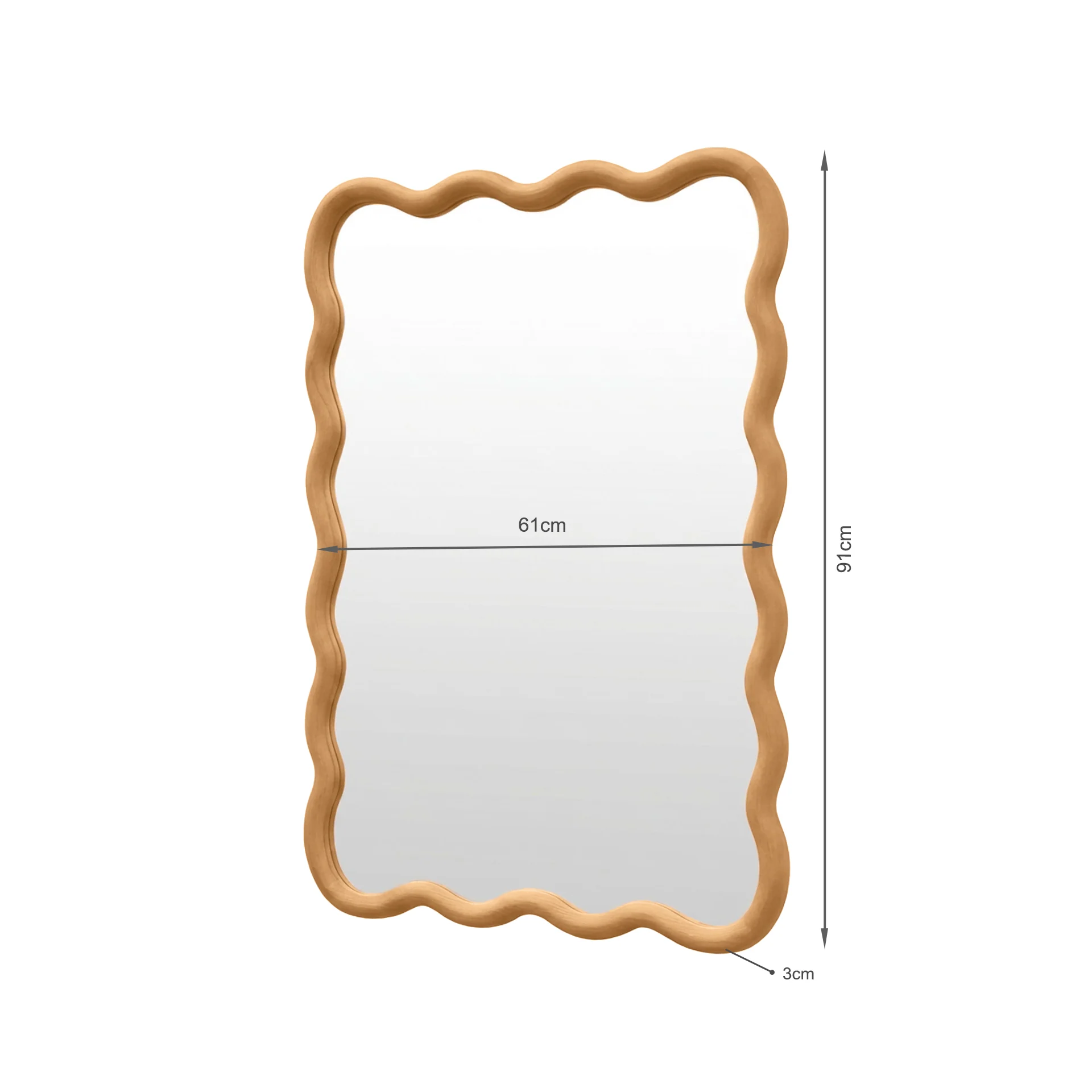 Ripple Wavy Wooden Wall Mirror 91CM - Warm Walnut - Image 17