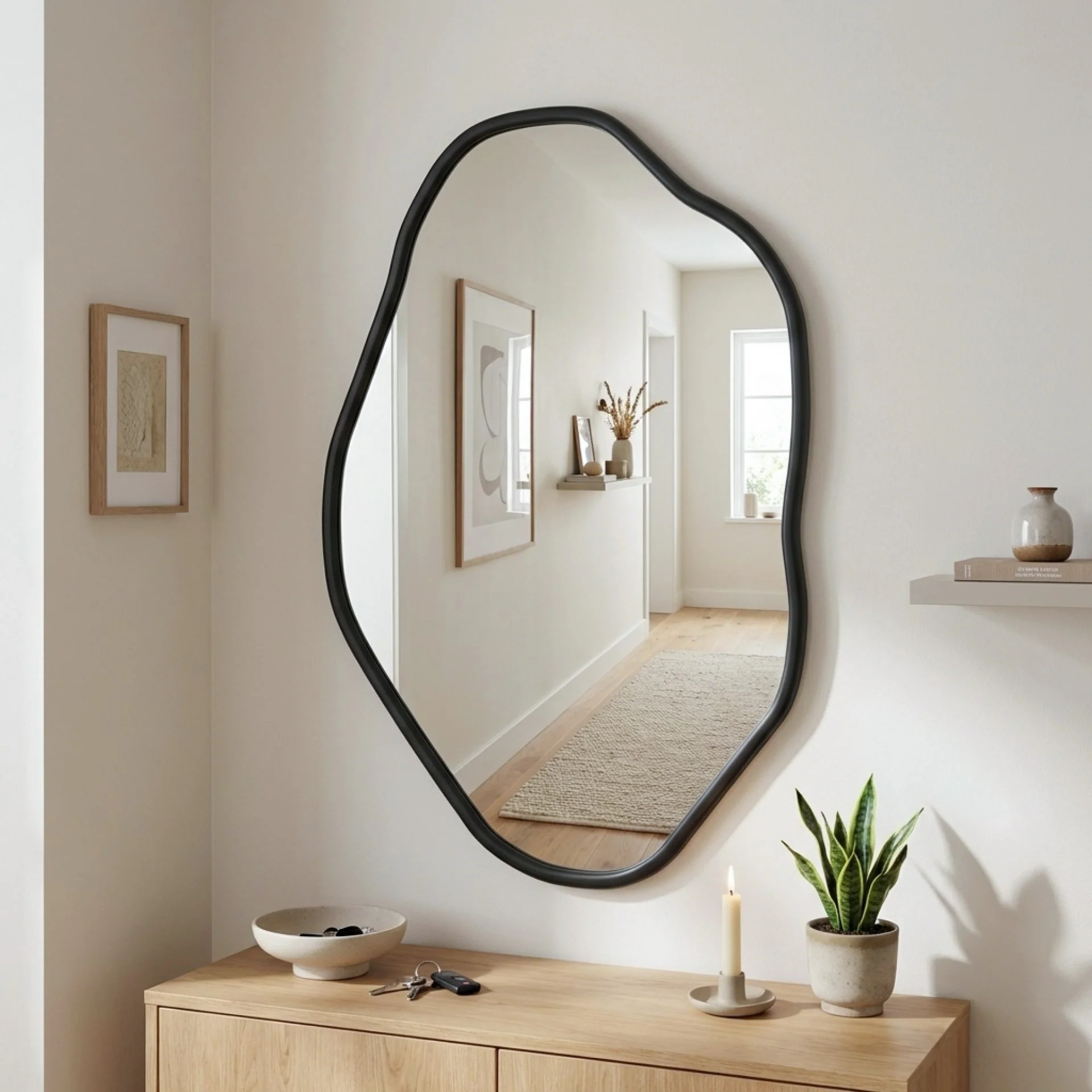 Moro Freeform Wall Mirror 91CM - Black - Image 4