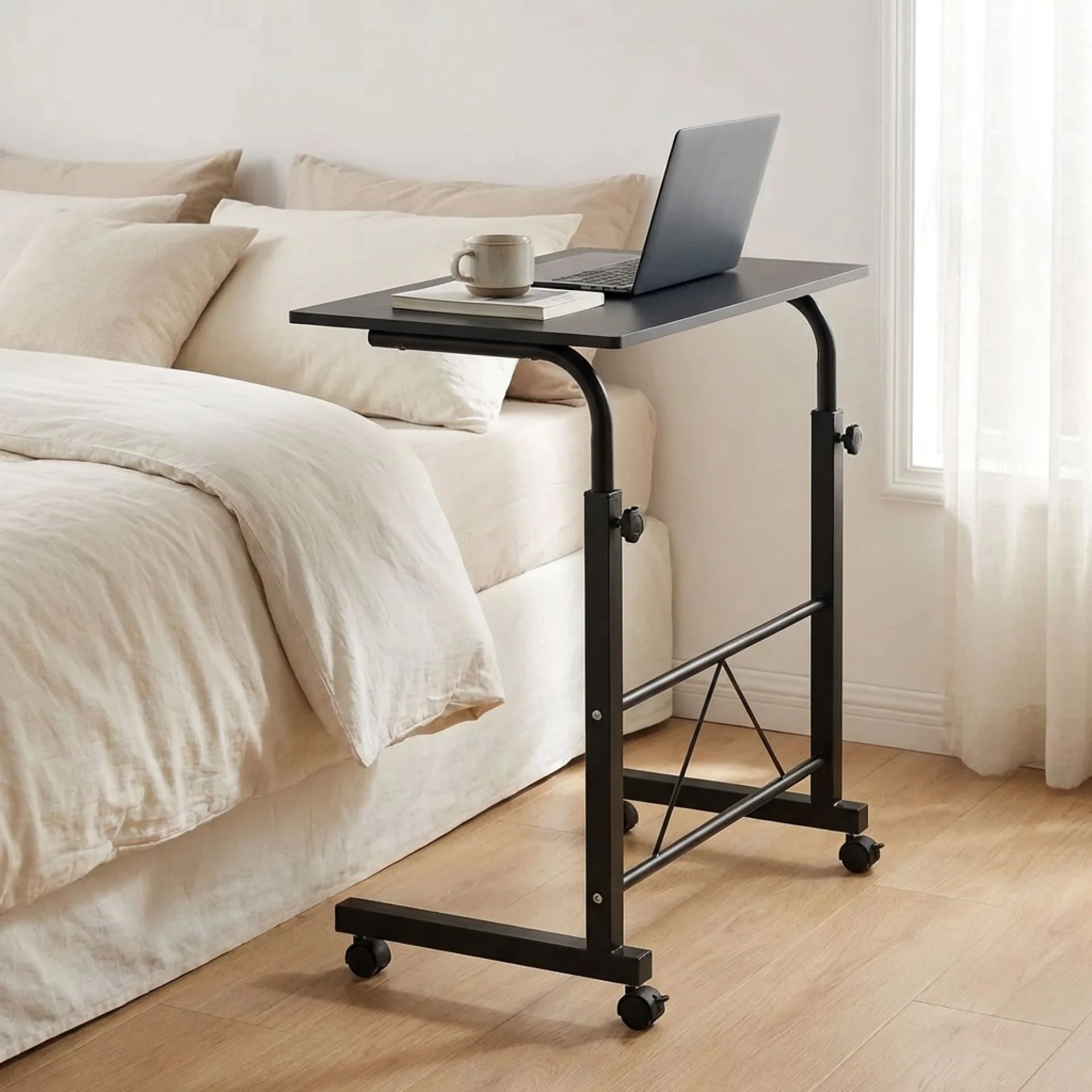 60 x 40cm Adjustable Laptop Stand Table - Black - Image 4