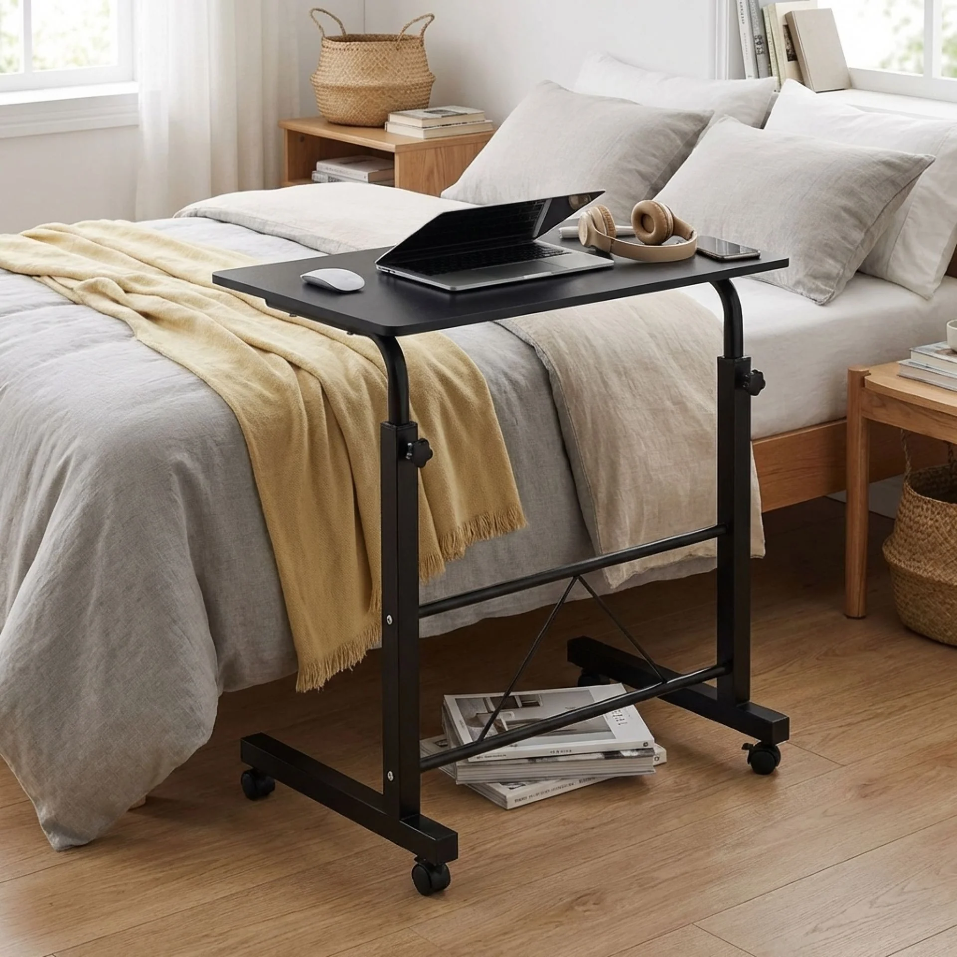 60 x 40cm Adjustable Laptop Stand Table - Black - Image 5