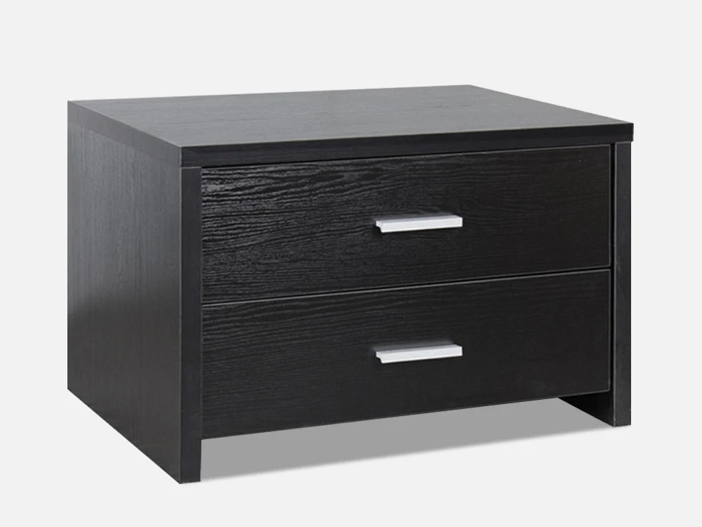 ABEL Bedside Table with 2 Drawer - BLACK - Image 3
