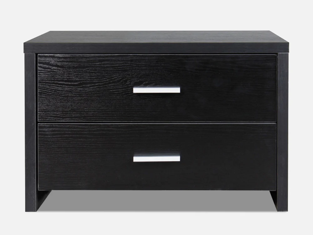 ABEL Bedside Table with 2 Drawer - BLACK - Image 4