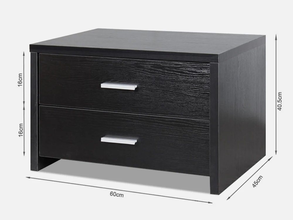 ABEL Bedside Table with 2 Drawer - BLACK - Image 8