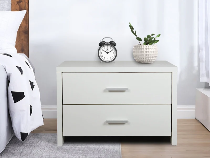 ABEL Bedside Table with 2 Drawer - WHITE - Image 2