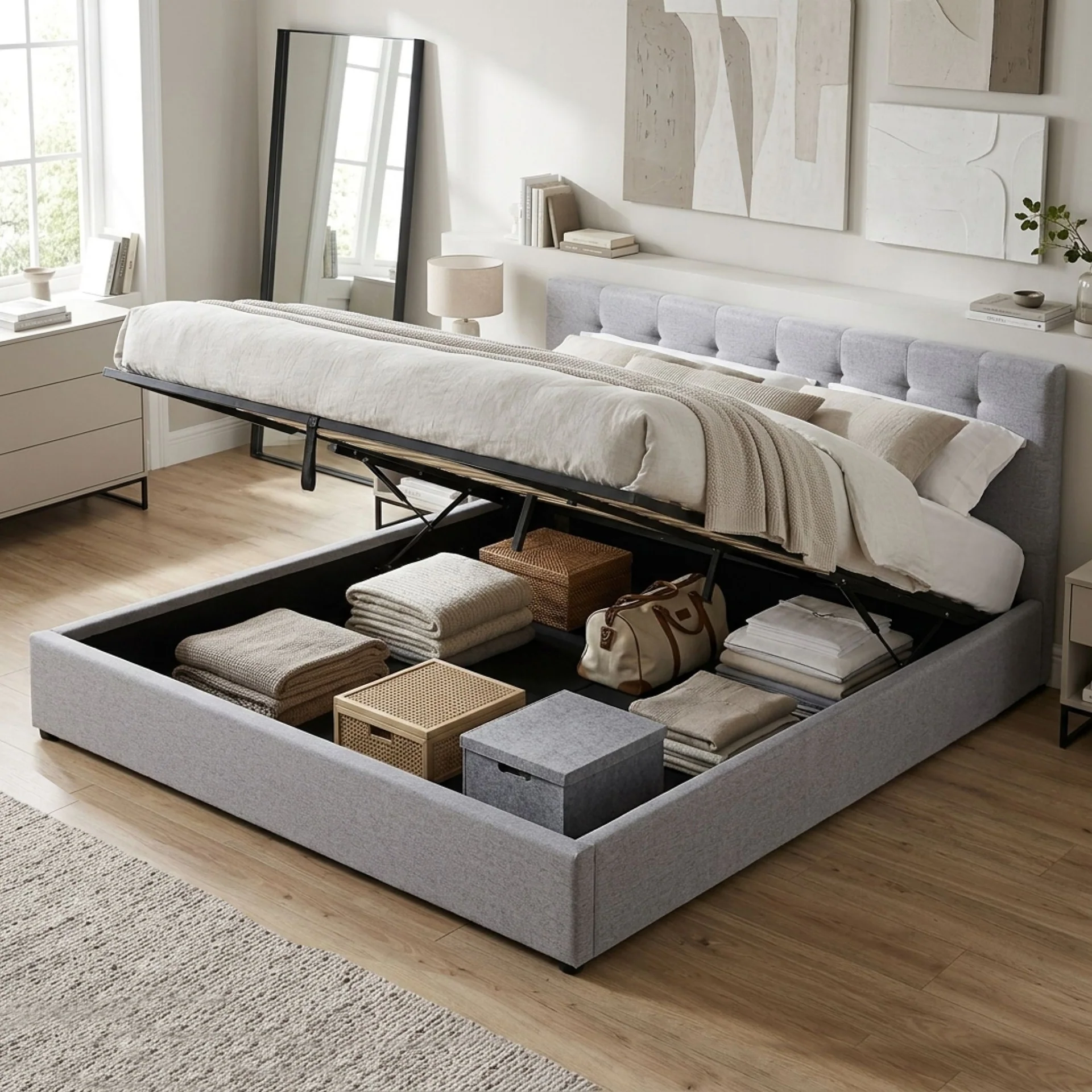 Abigail Super King Gas Lift Bed Frame - Grey