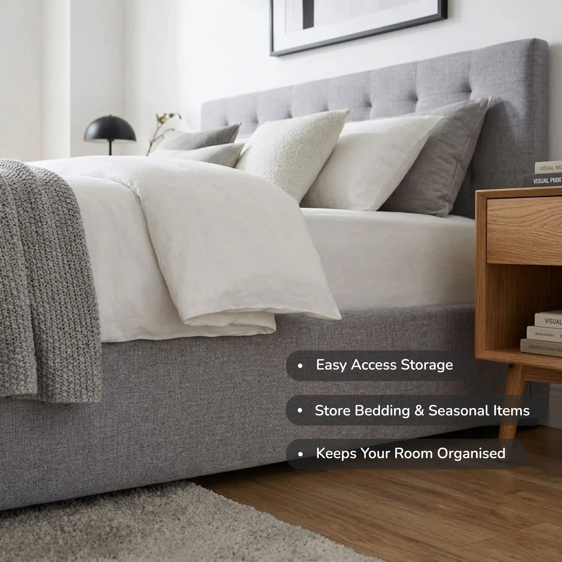 Abigail Super King Gas Lift Bed Frame - Grey - Image 4