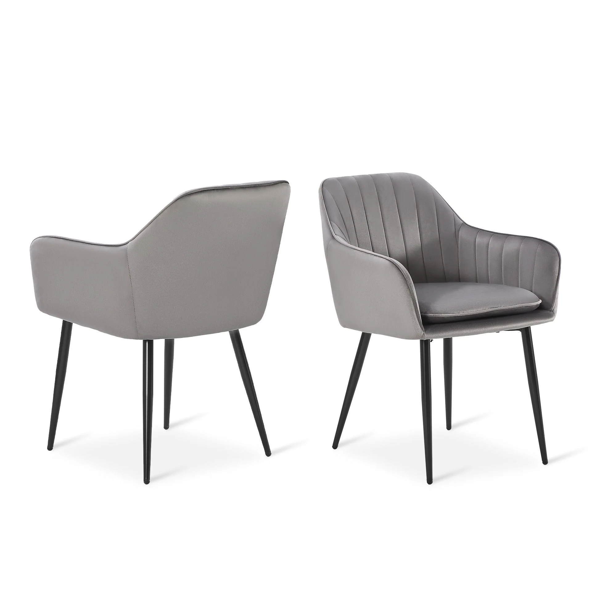Adelaide Velvet Dining Chairs - Set of 2 - Light Grey - Image 5