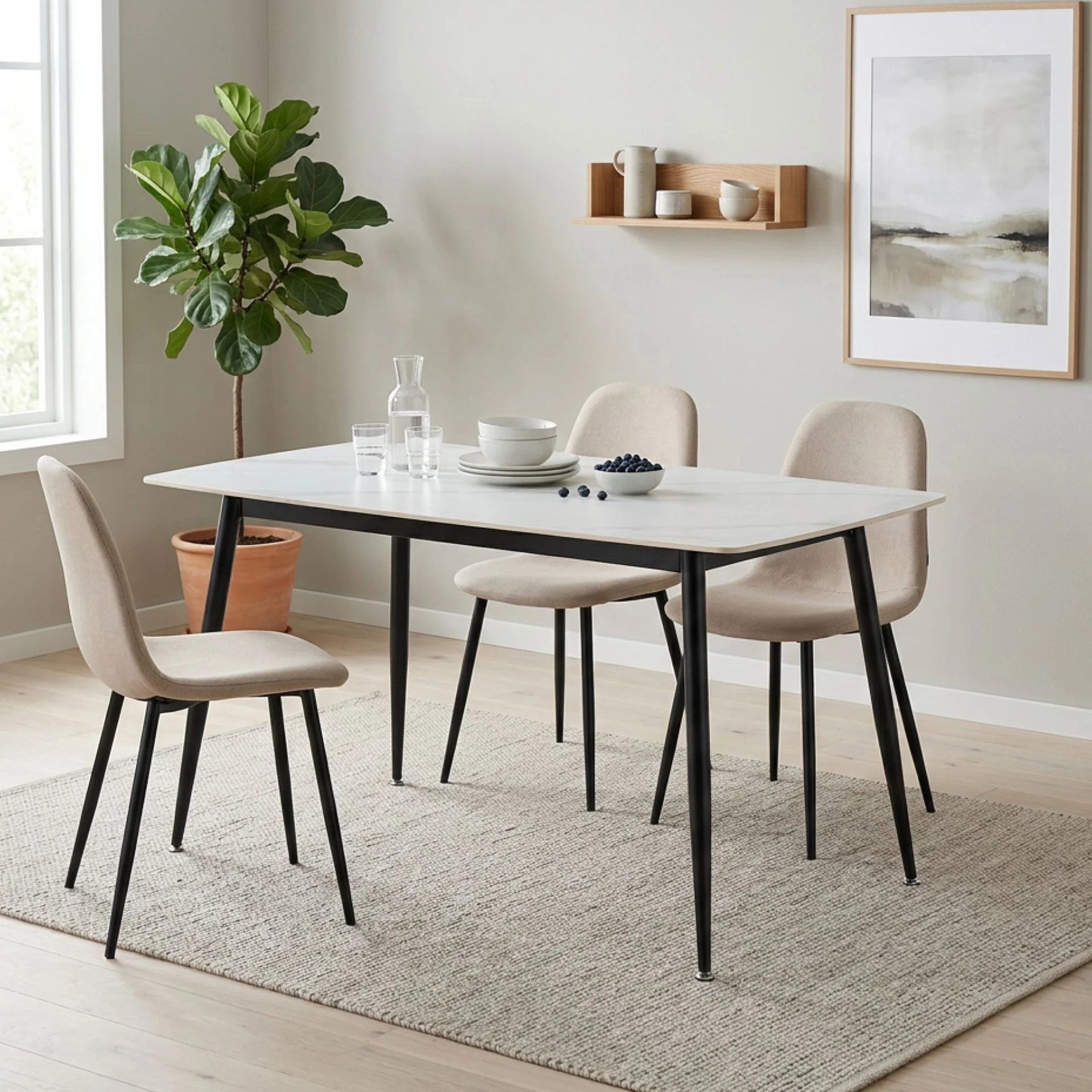 Adley Dining Table 140 x 80 x 75cm - White - Image 6
