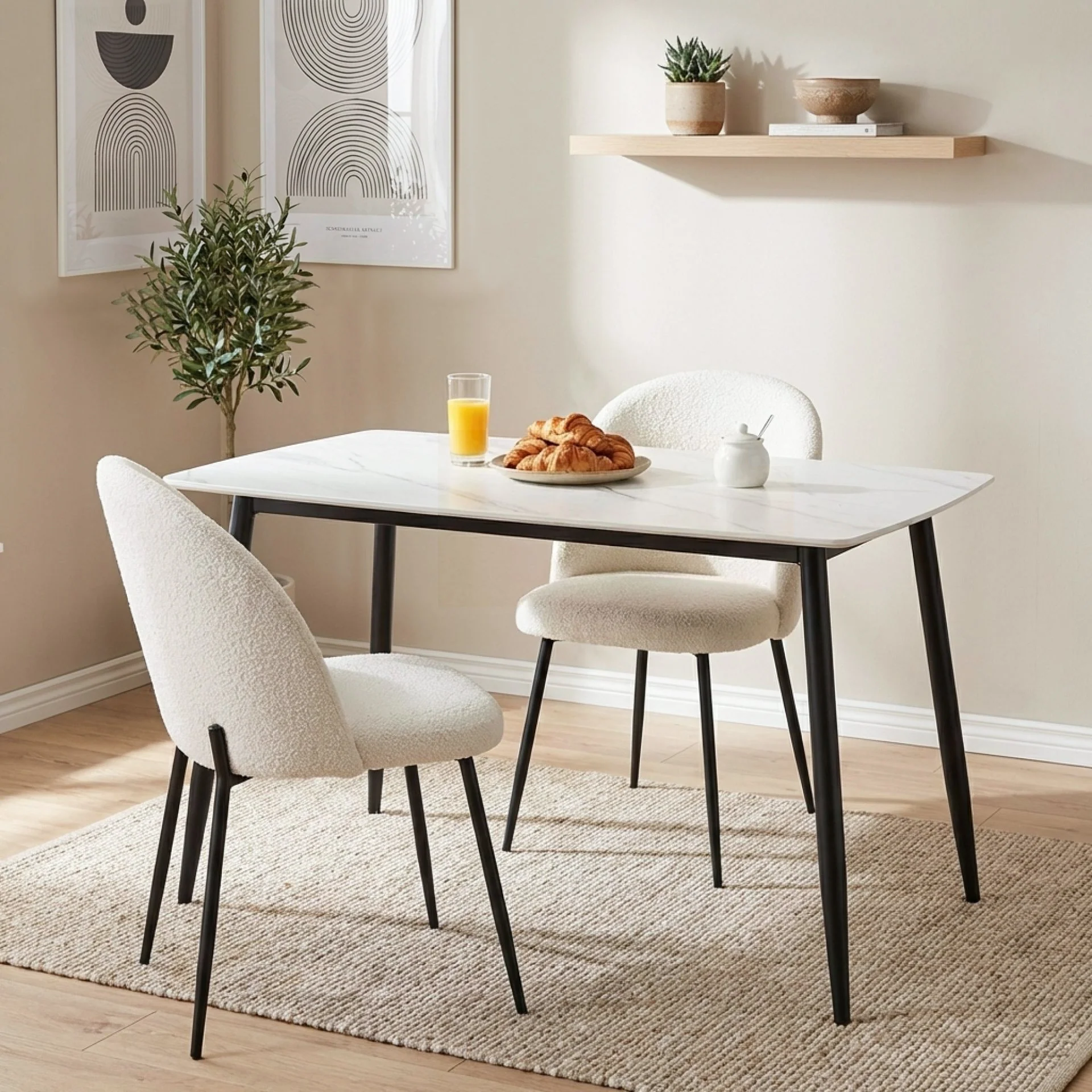 Adley Matt Ceramic Dining Table 120 x 69.5cm - White - Image 3