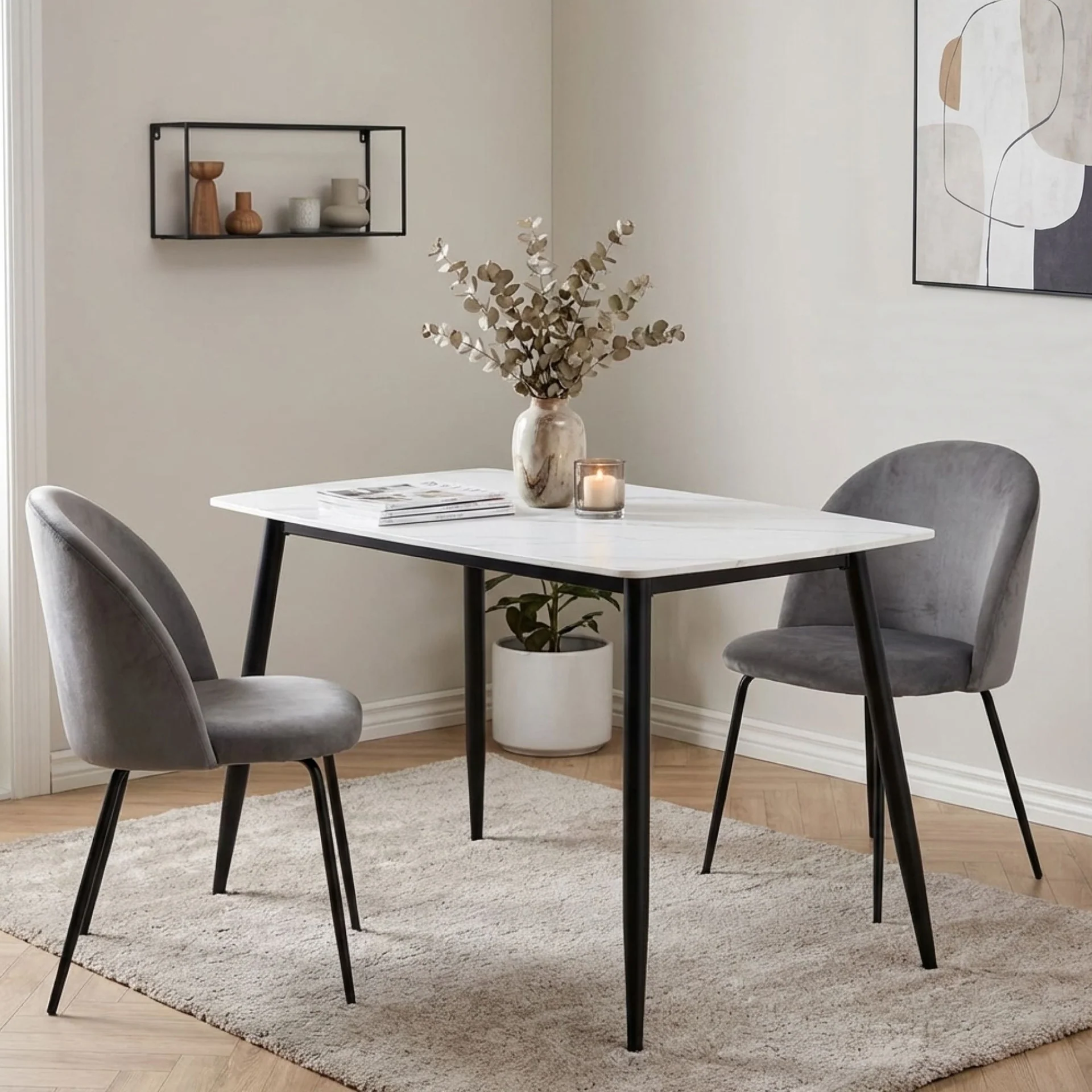 Adley Matt Ceramic Dining Table 120 x 69.5cm - White - Image 5