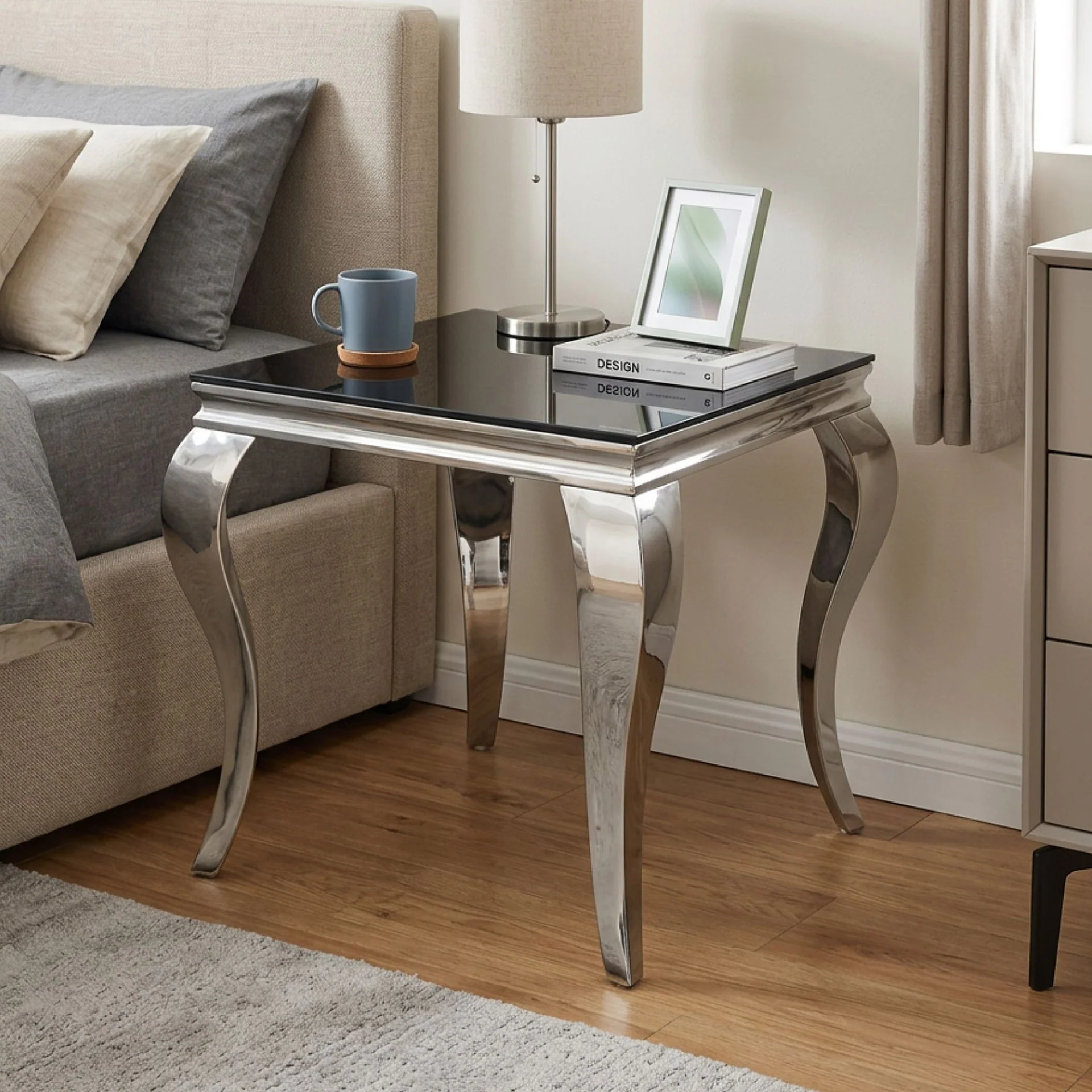 Alba Tempered Glass Side Table - Black - Image 4