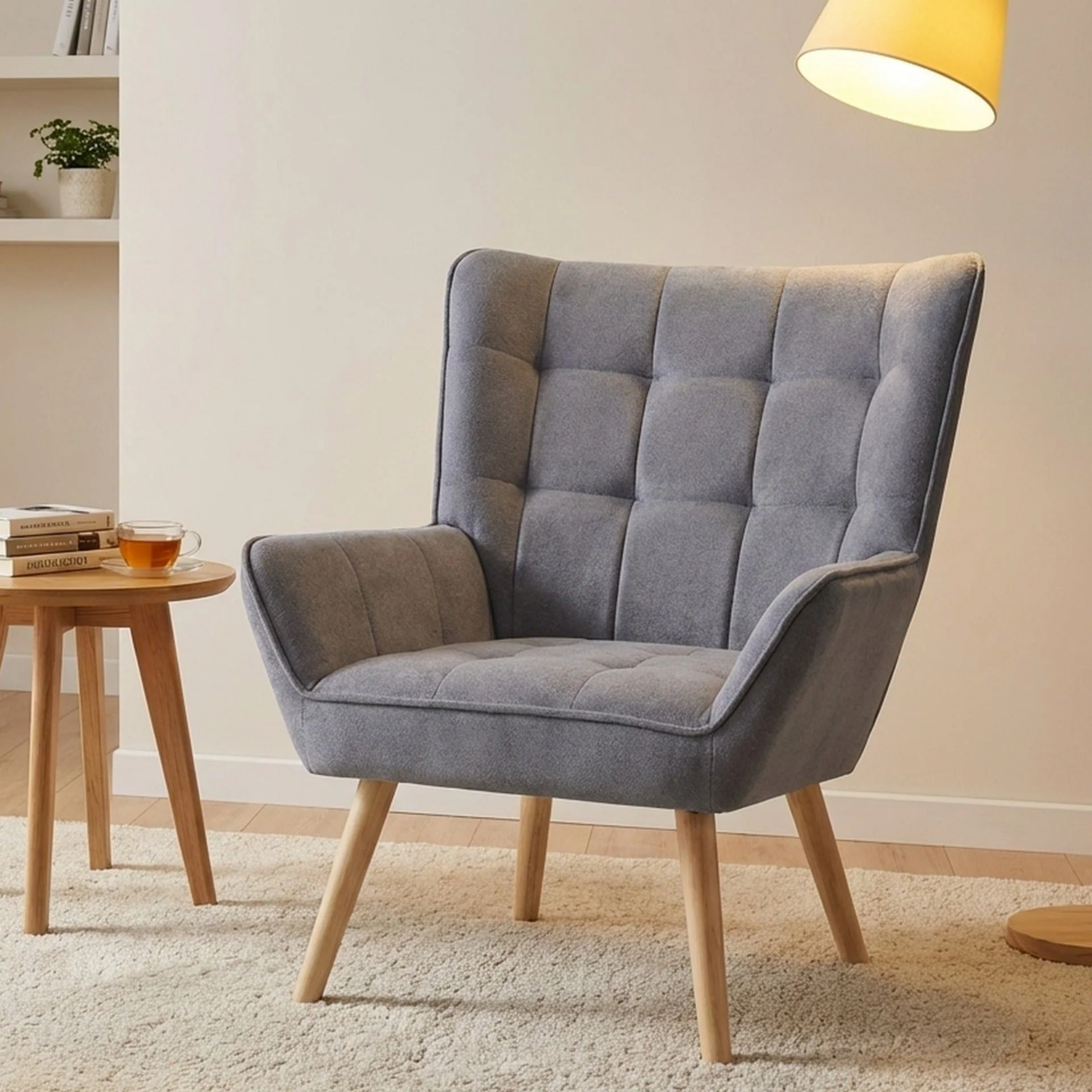 Amelia Rubberwood Armchair - Dark Grey - Image 3