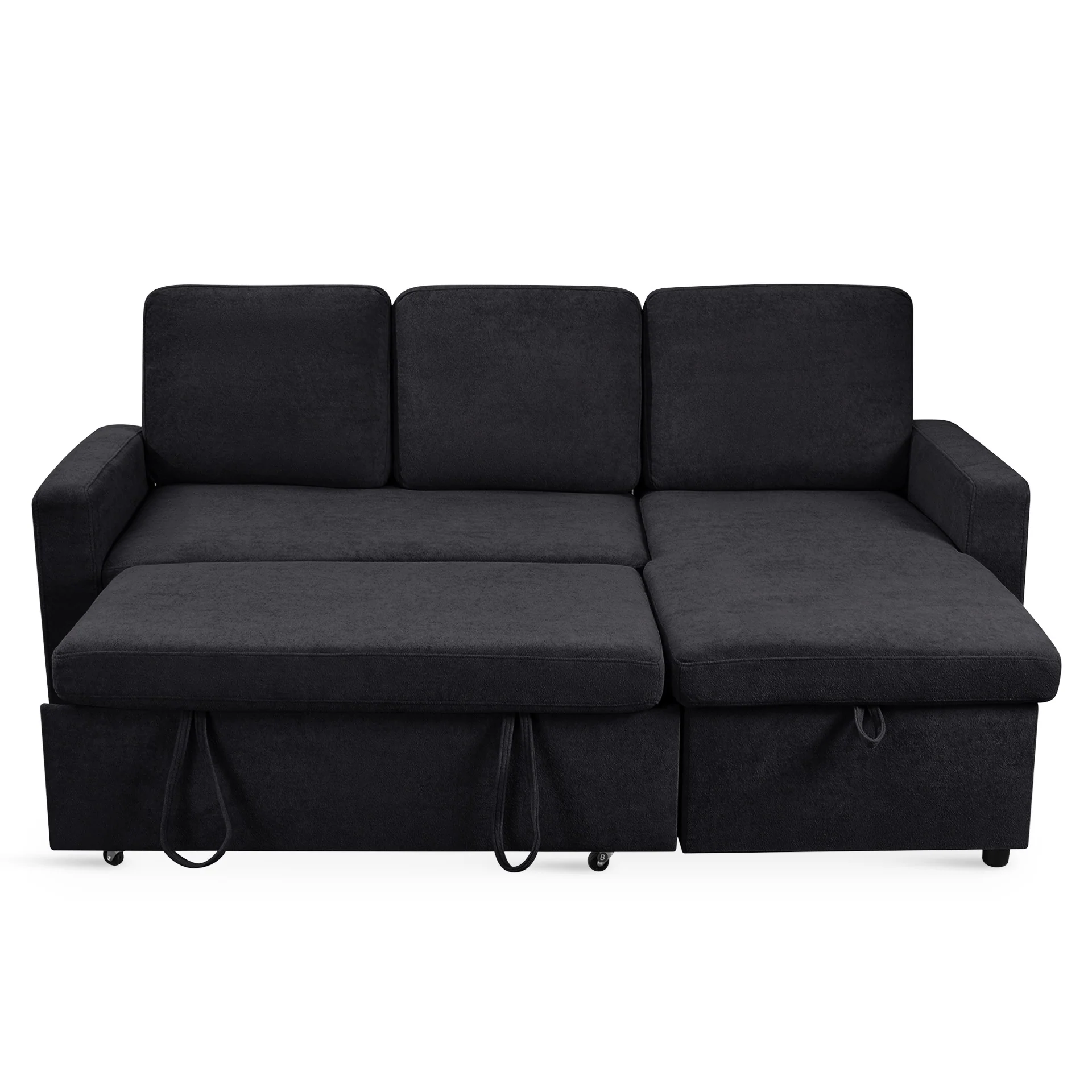 Amy 3 Seater Sofa Bed with Storage - Black - Image 10