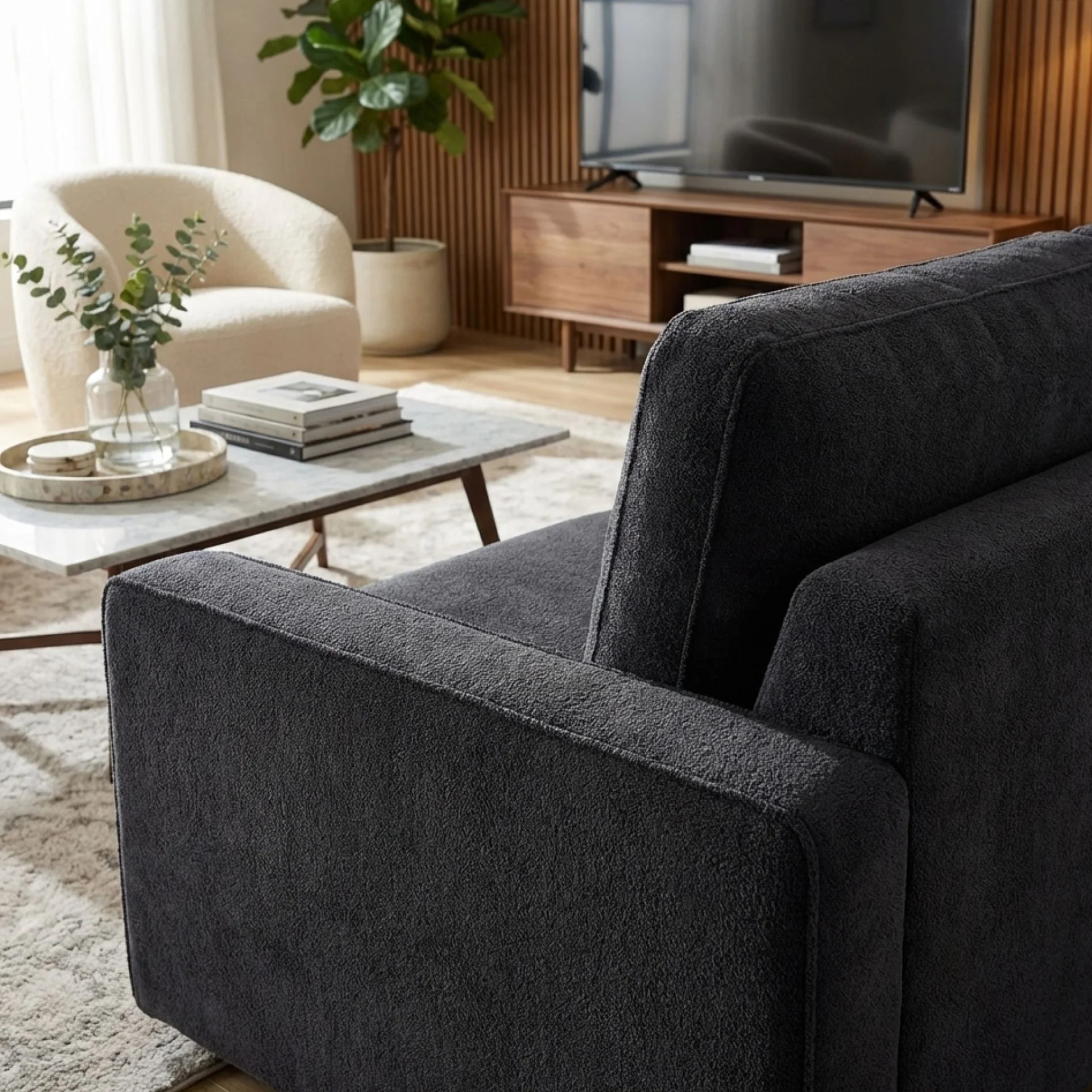Amy 3 Seater Sofa Bed with Storage - Black - Image 7