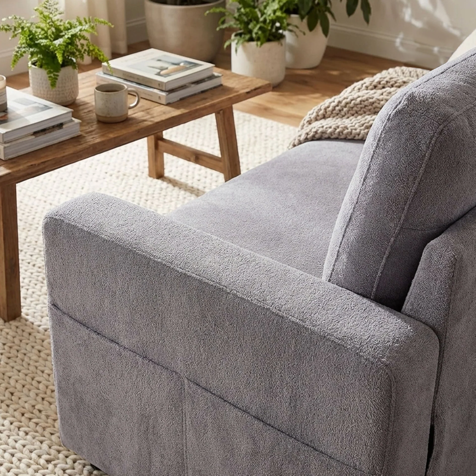 Amy 3 Seater Sofa Bed with Storage - Light Grey - Image 5