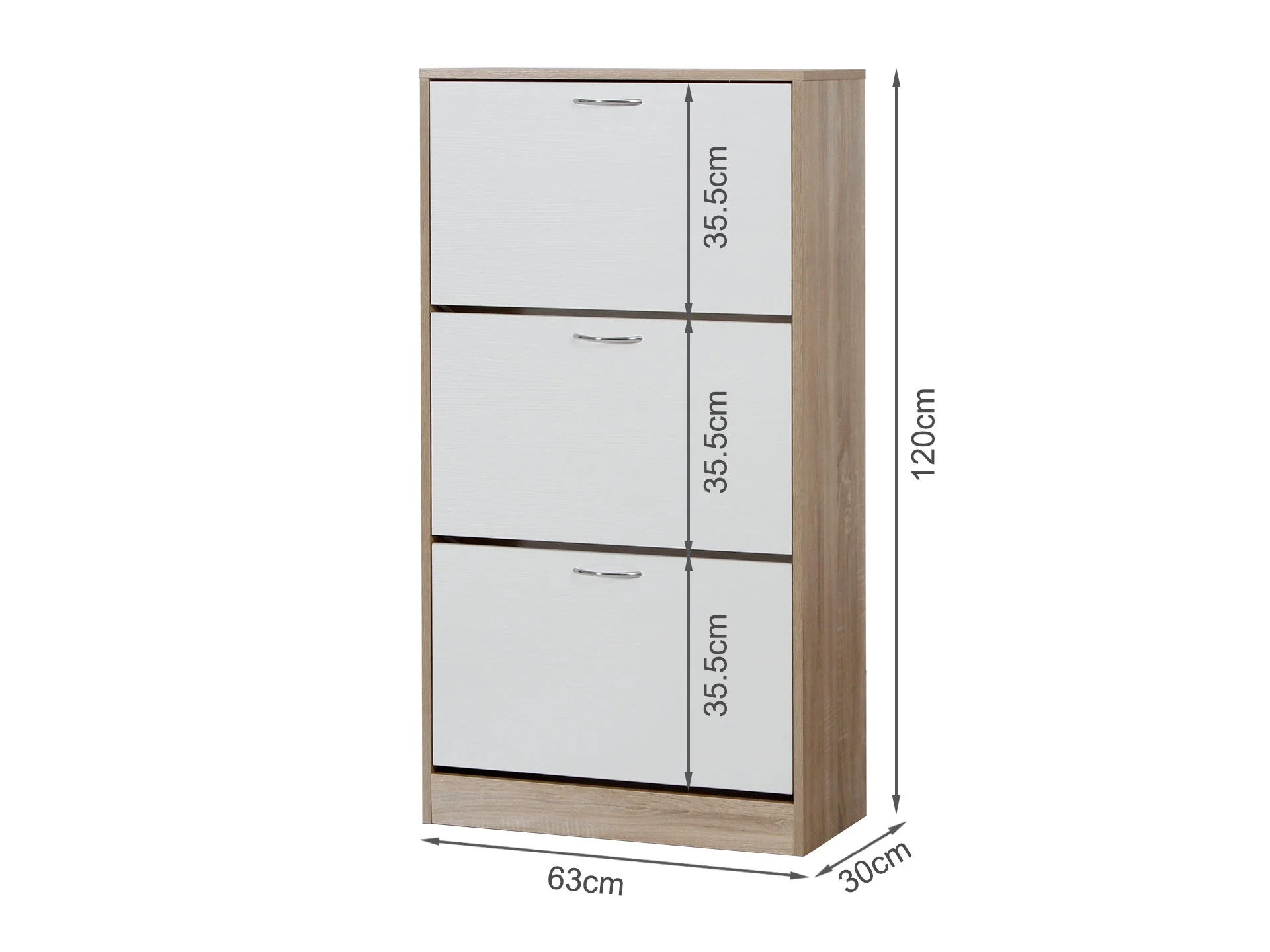 ANAU 3 Drawer Shoe Cabinet Storage - OAK - Image 9
