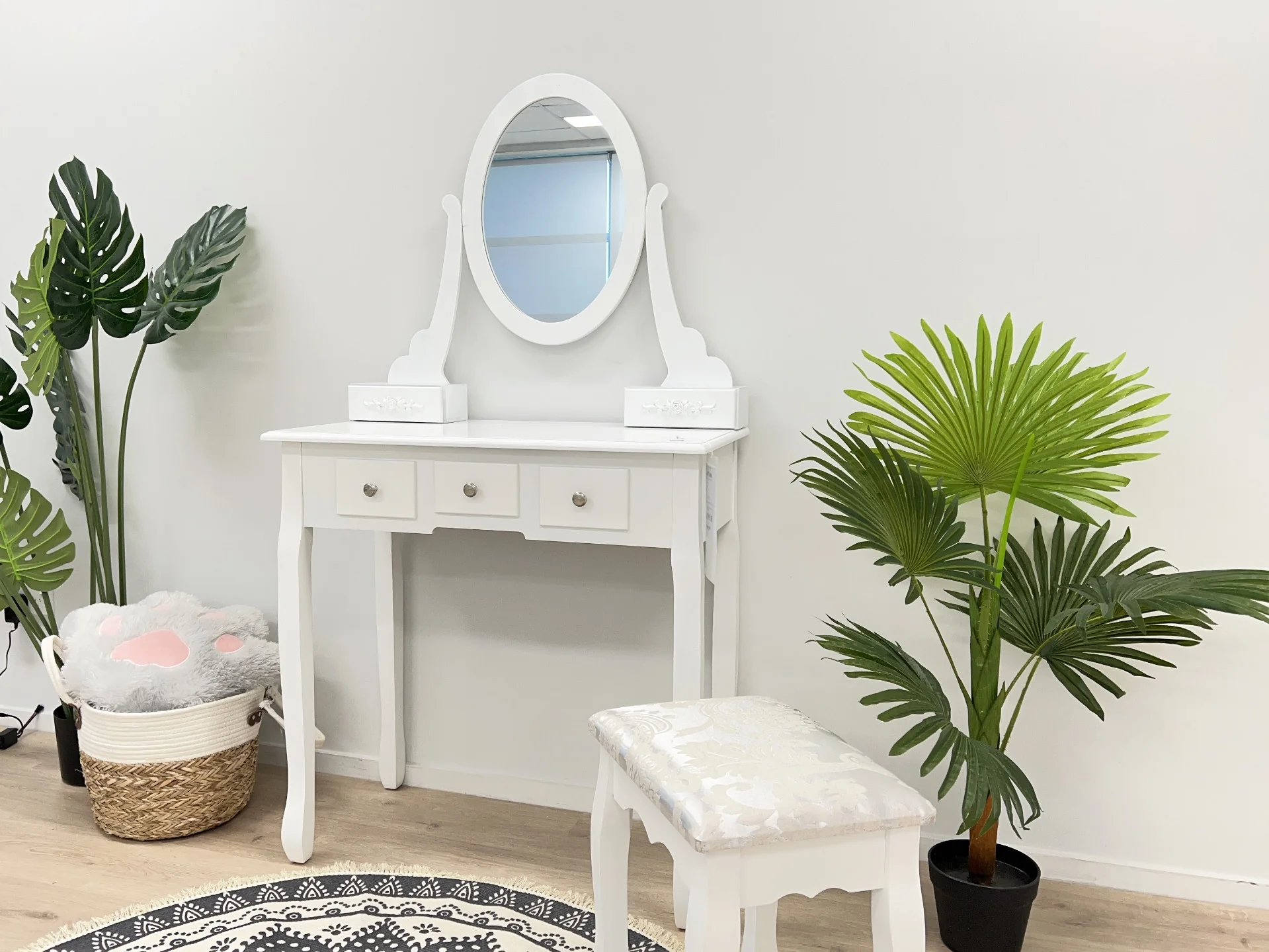 ANEMONE 5 Drawers Dressing Table with Rotating Mirror Set 2PCS - Image 2