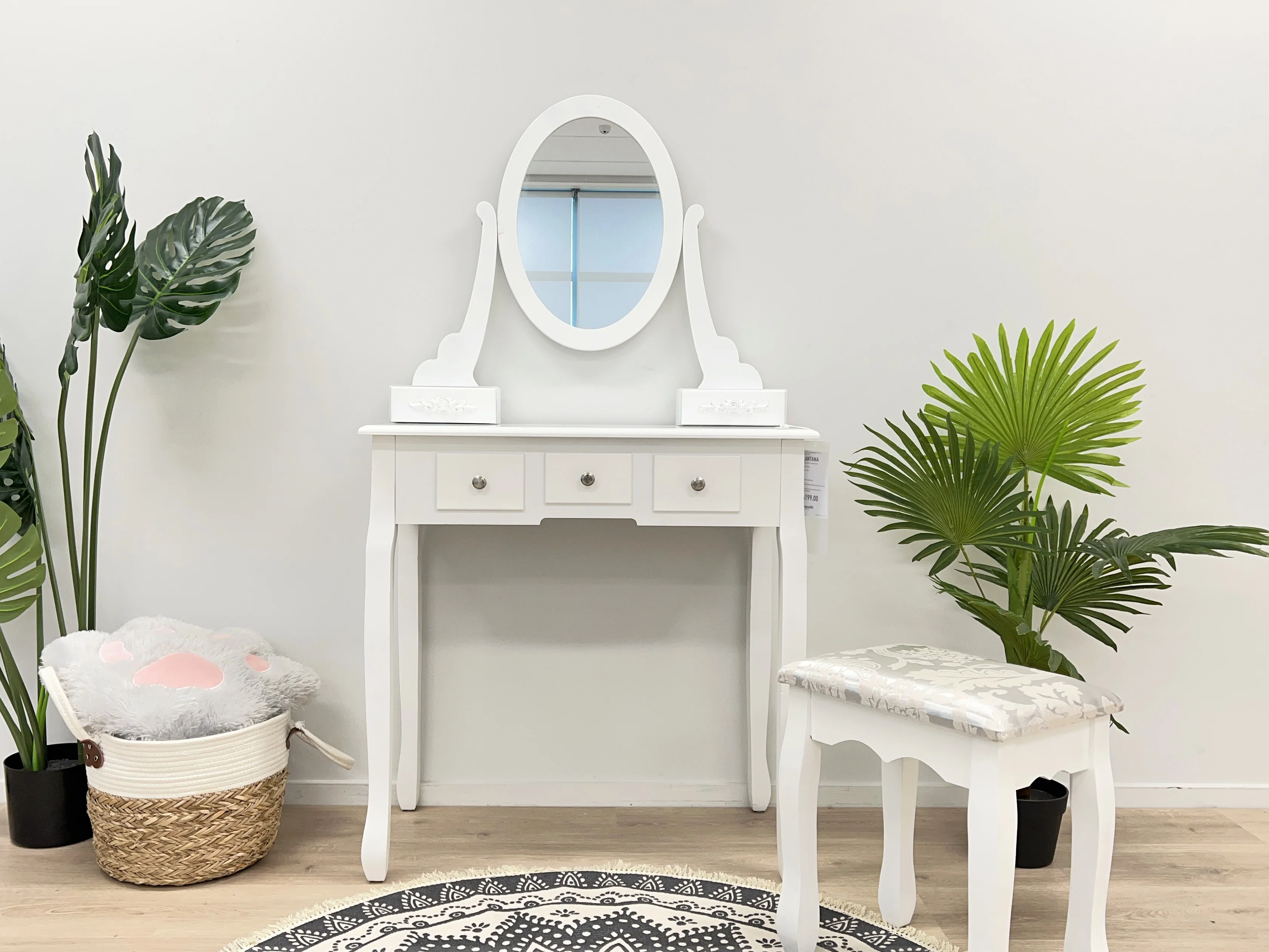 ANEMONE 5 Drawers Dressing Table with Rotating Mirror Set 2PCS - Image 4