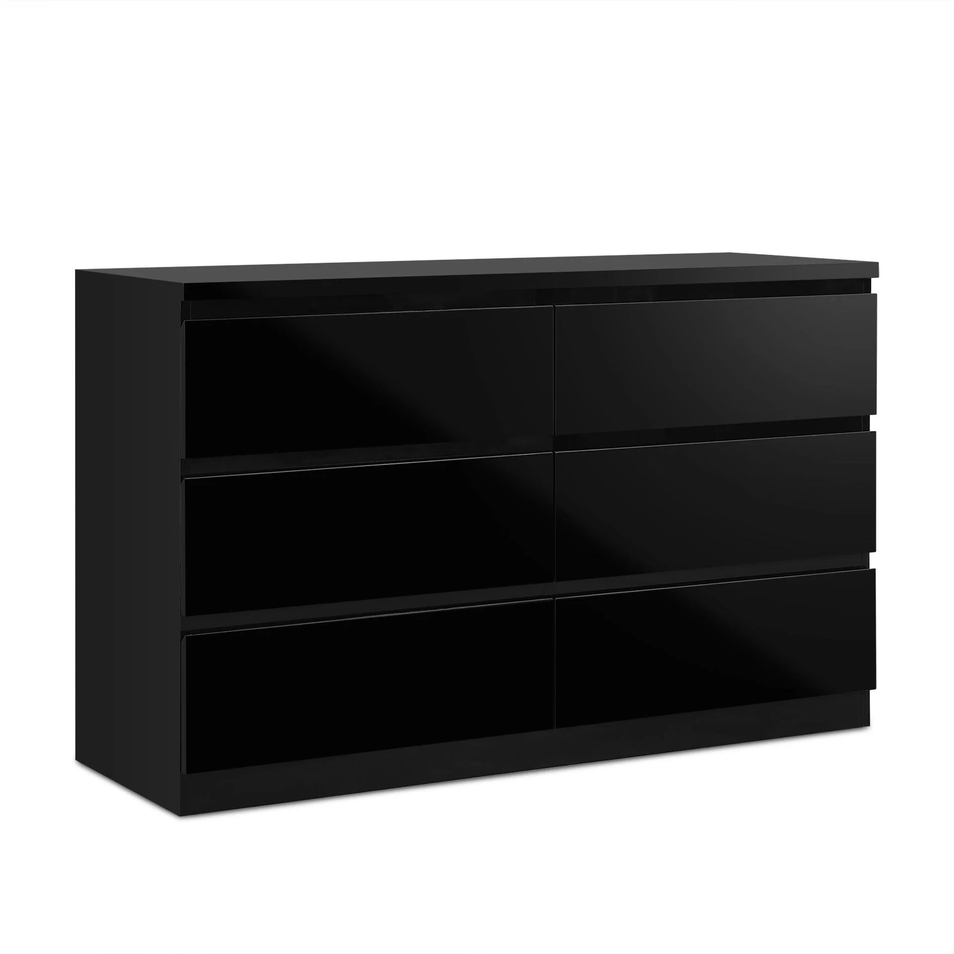 Angeles High Gloss 6 Drawer Lowboy - Black - Image 8