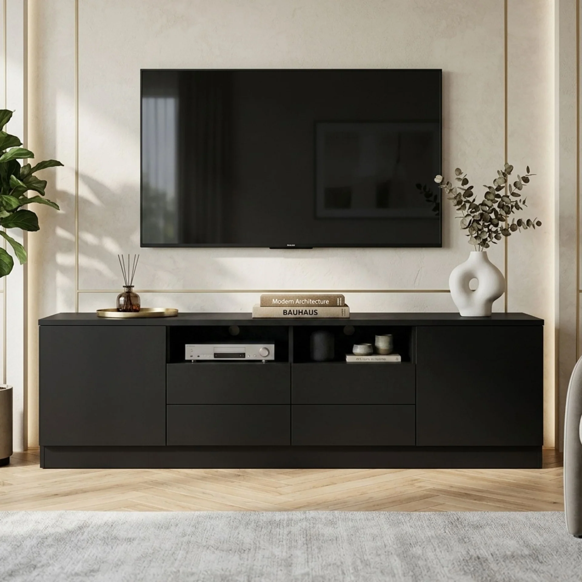 Antler 1.8m Entertainment Unit - Black - Image 6