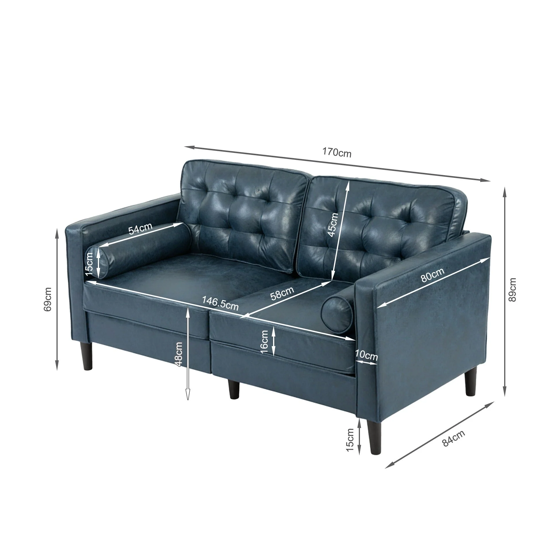 Apex 2 Seater Sofa - Blue - Image 14