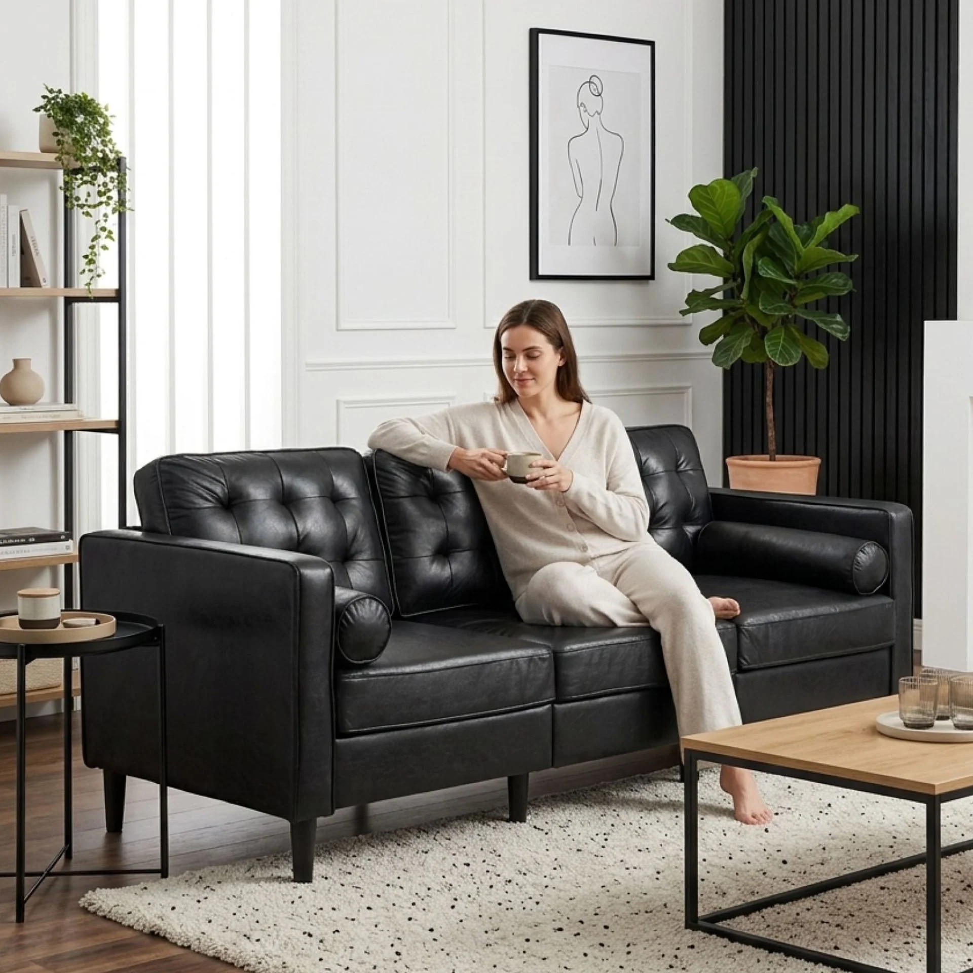 Apex 3 Seater Sofa - Black - Image 2