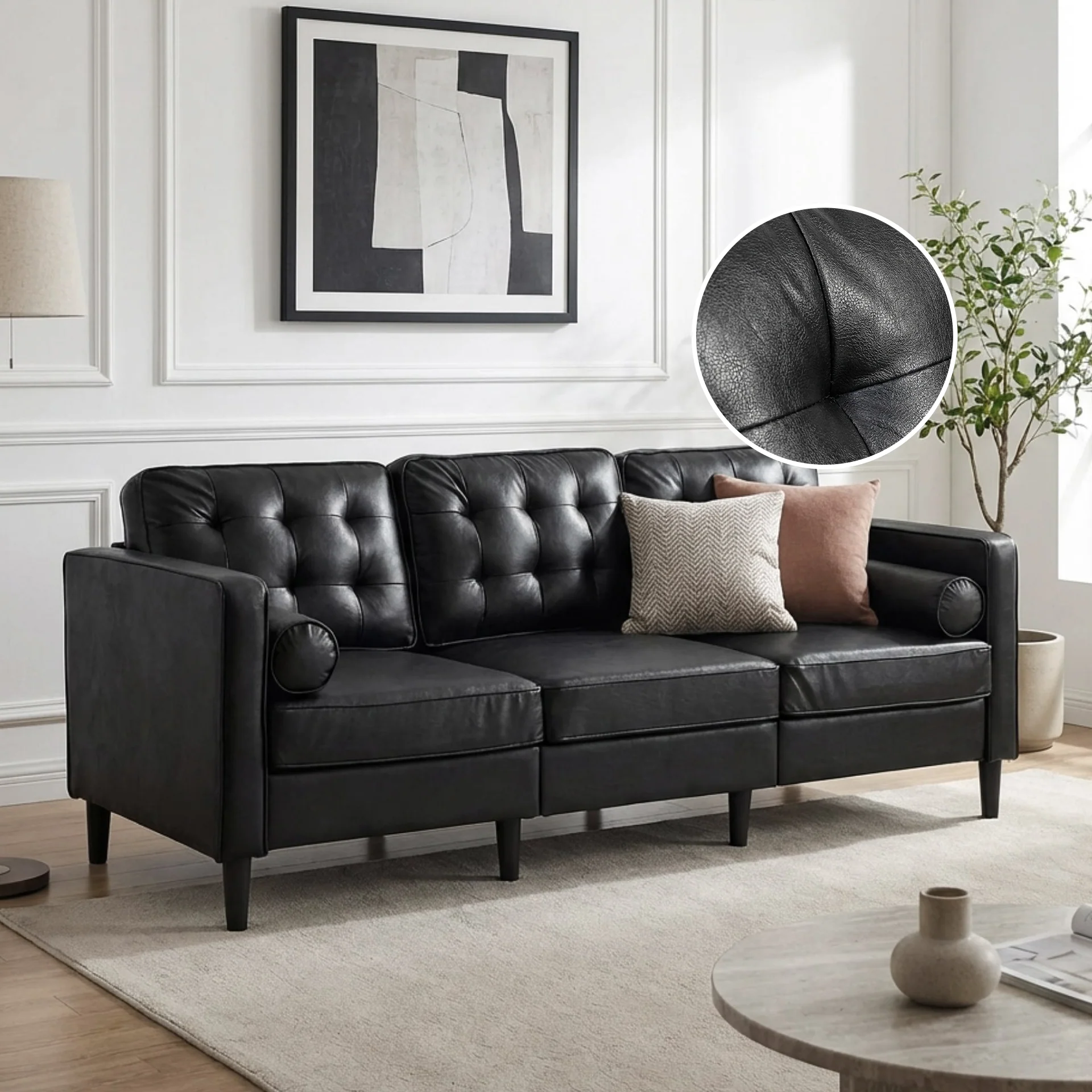 Apex 3 Seater Sofa - Black - Image 3