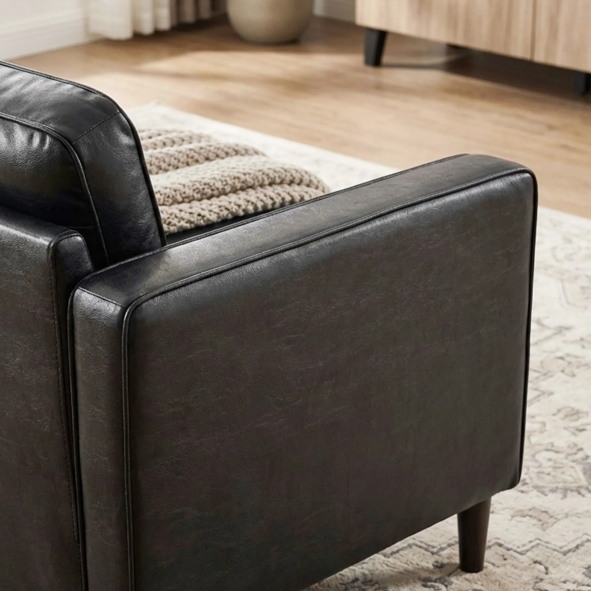 Apex 3 Seater Sofa - Black - Image 5