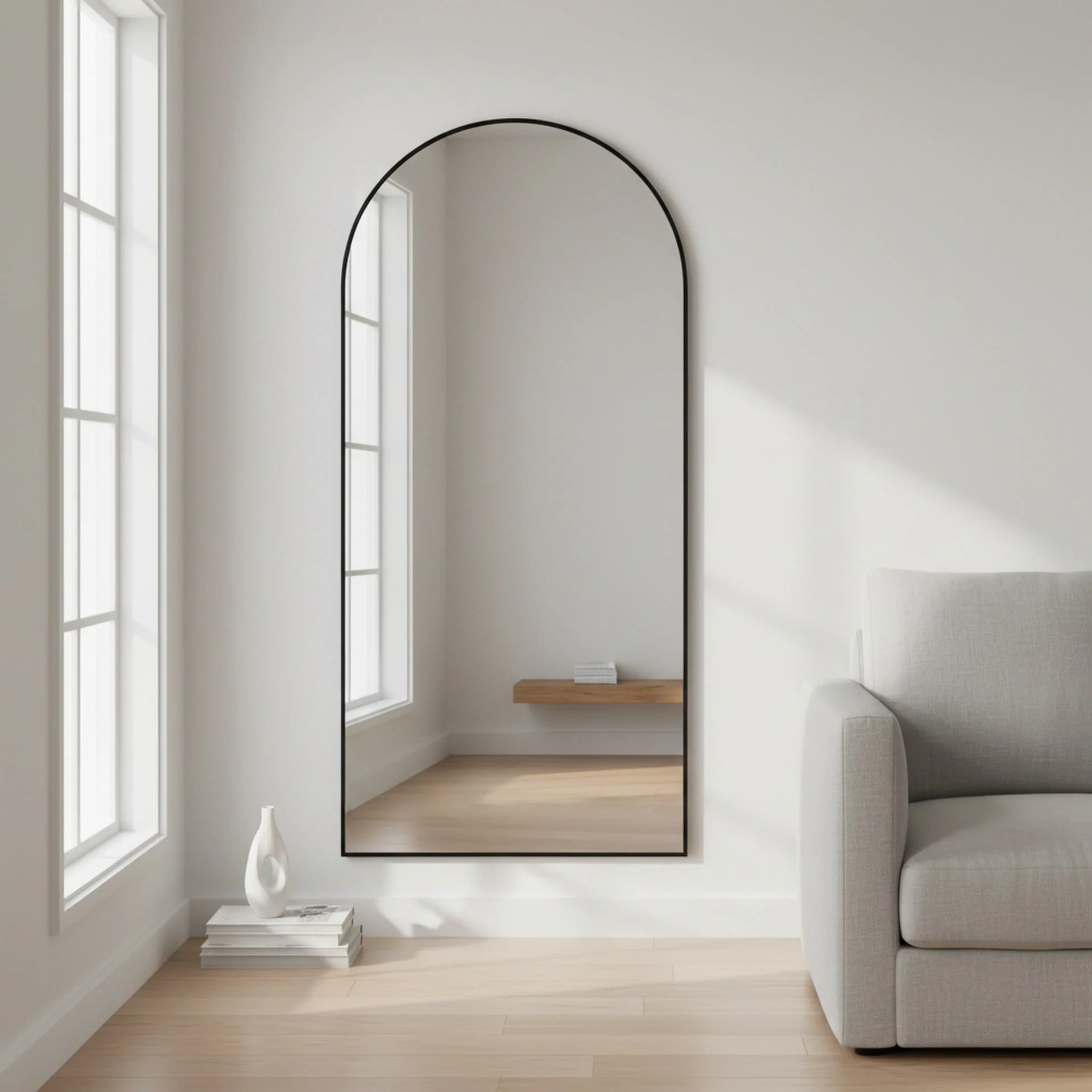 Archie Metal Arched Full Length Mirror - Black - Image 6