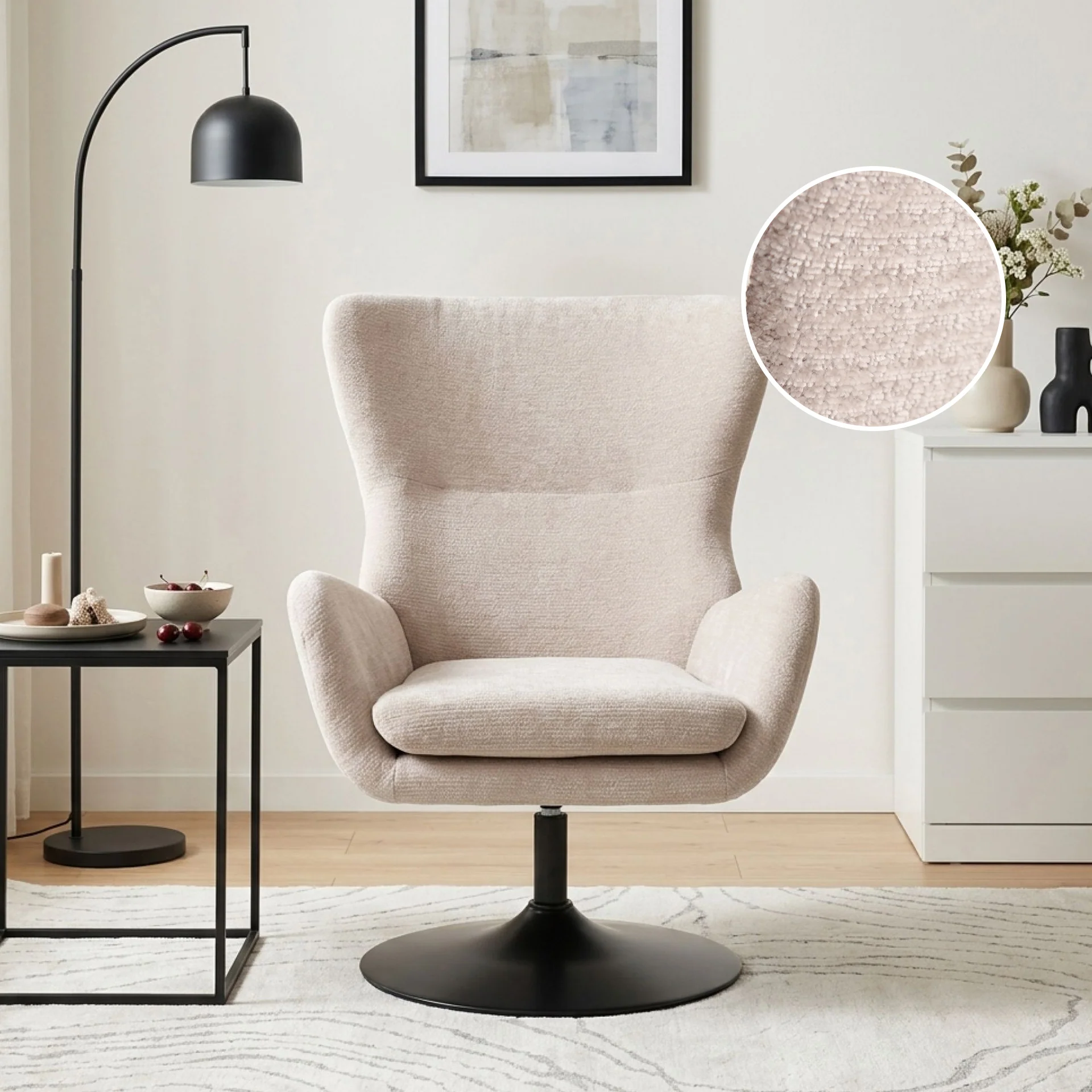 Arcus Velvet Armchair - Light Khaki - Image 2