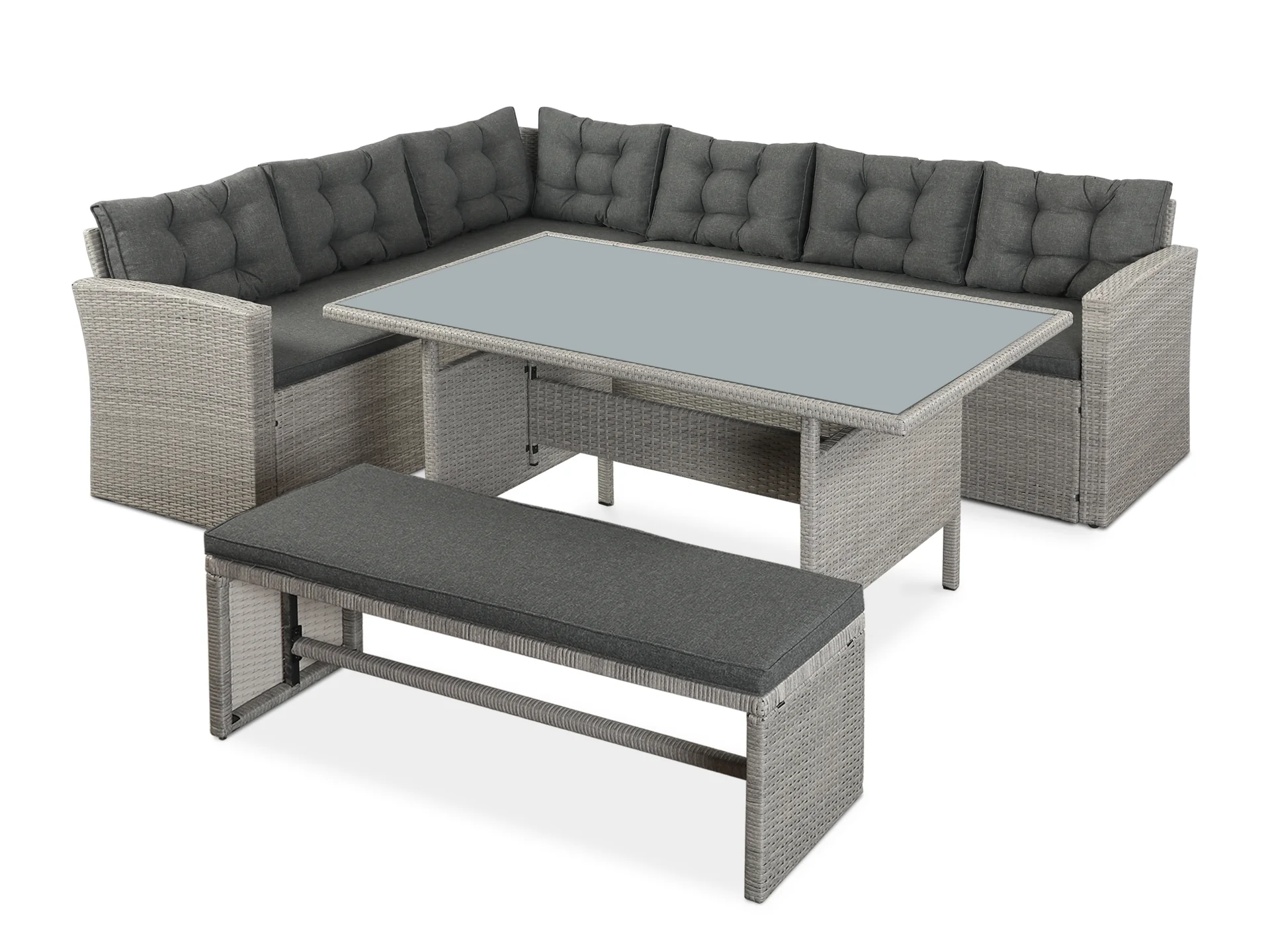 ARIZONA Outdoor Rattan Corner Dining Set 4PCS - Grey - Image 2