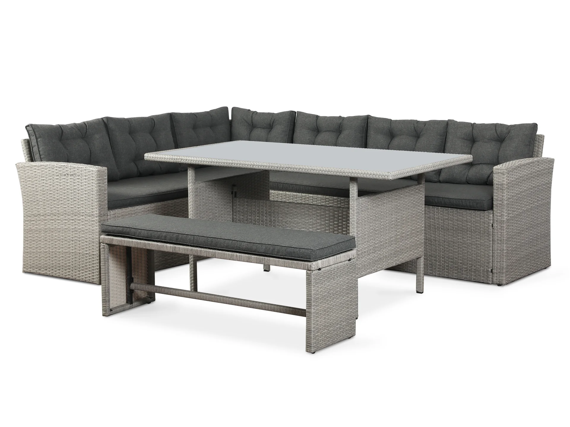 ARIZONA Outdoor Rattan Corner Dining Set 4PCS - Grey - Image 3