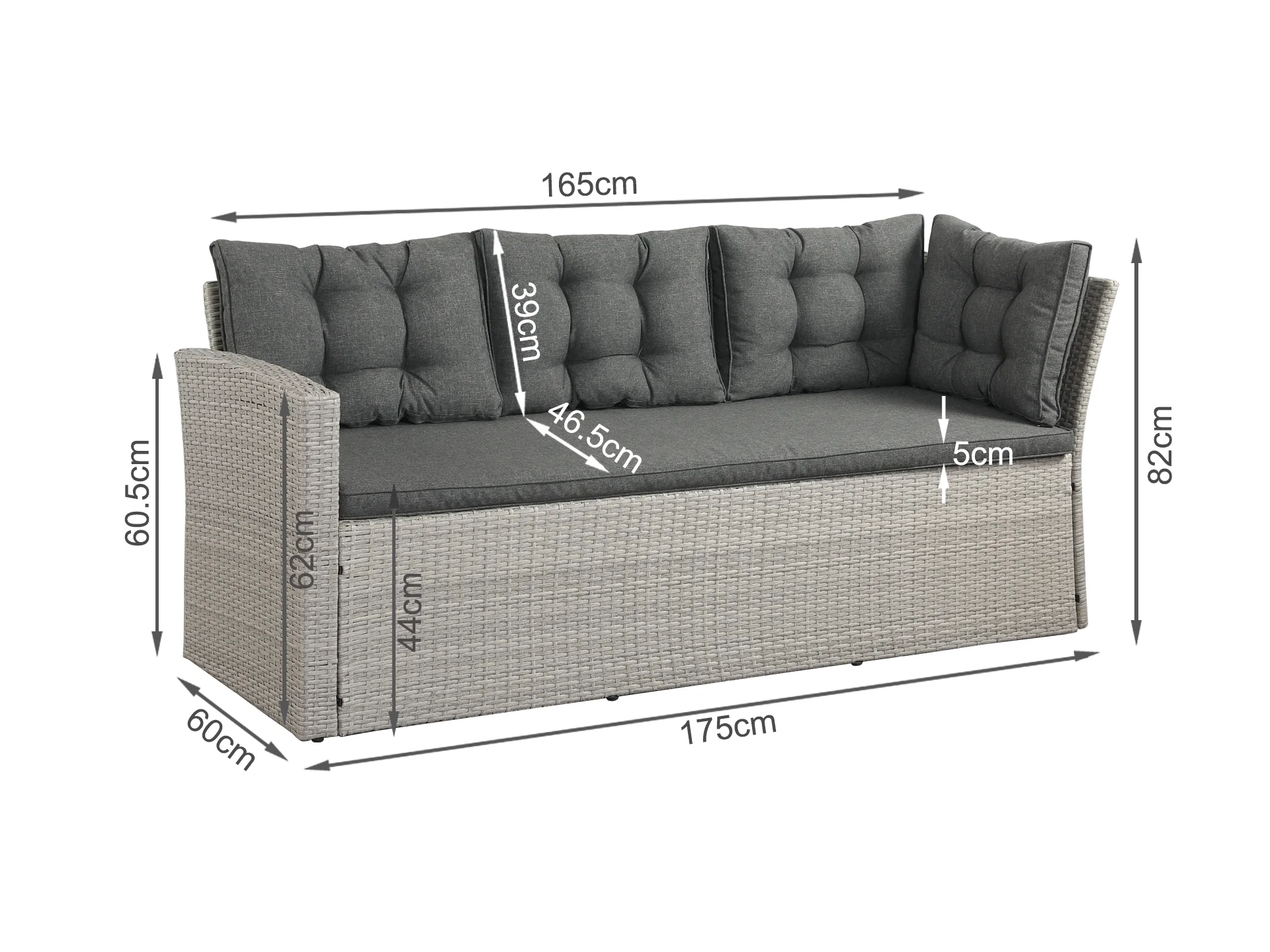 ARIZONA Outdoor Rattan Corner Dining Set 4PCS - Grey - Image 6