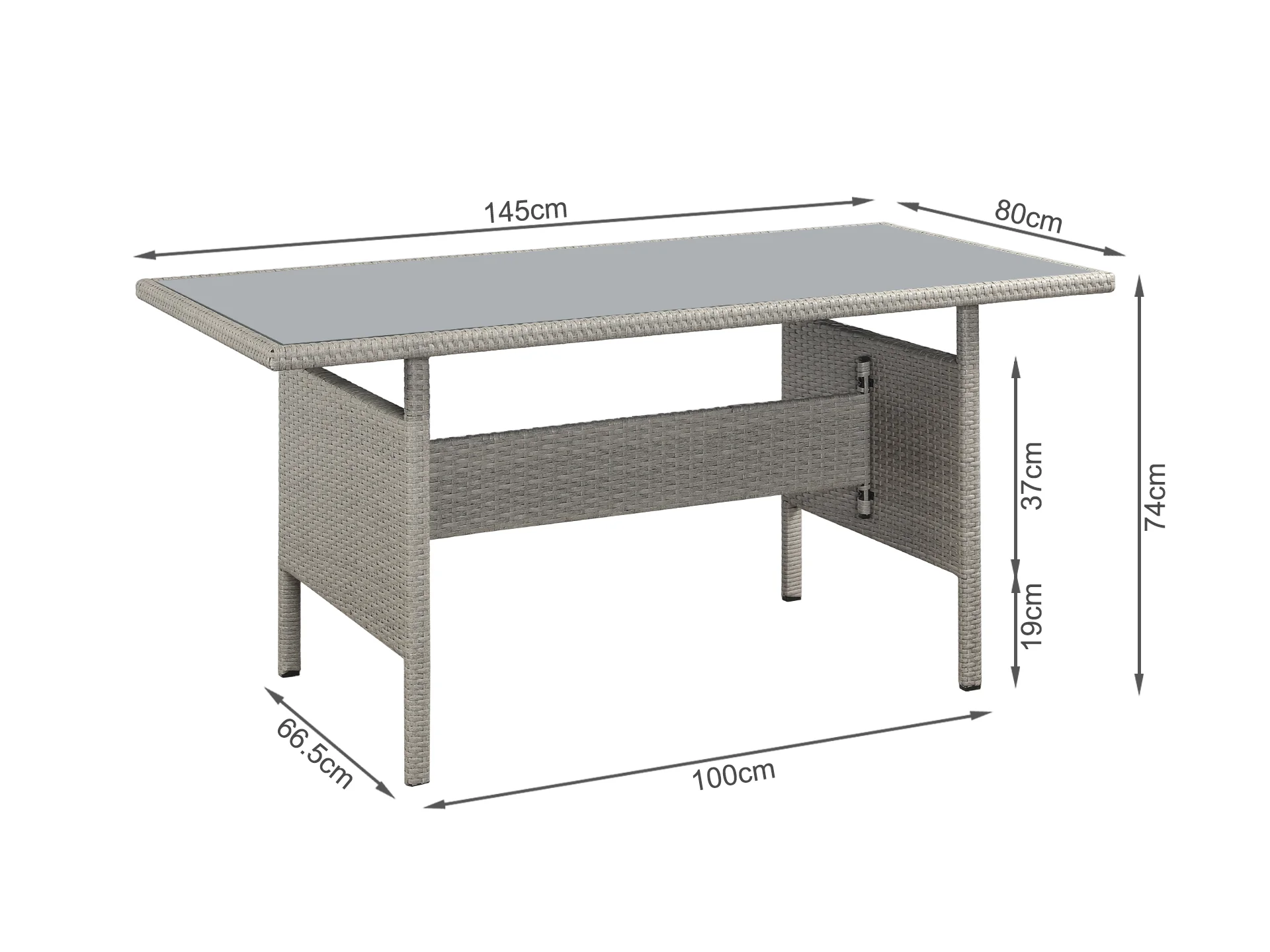 ARIZONA Outdoor Rattan Corner Dining Set 4PCS - Grey - Image 8