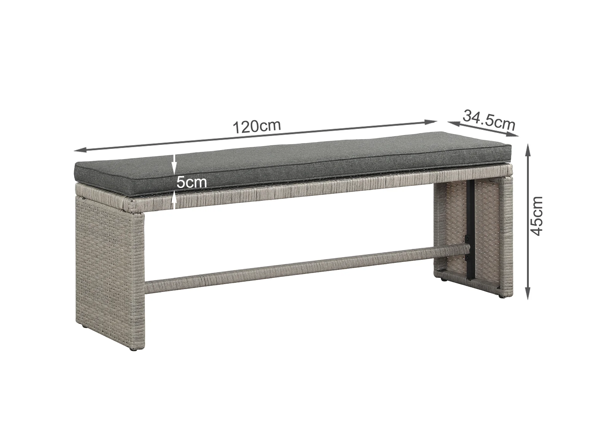 ARIZONA Outdoor Rattan Corner Dining Set 4PCS - Grey - Image 9